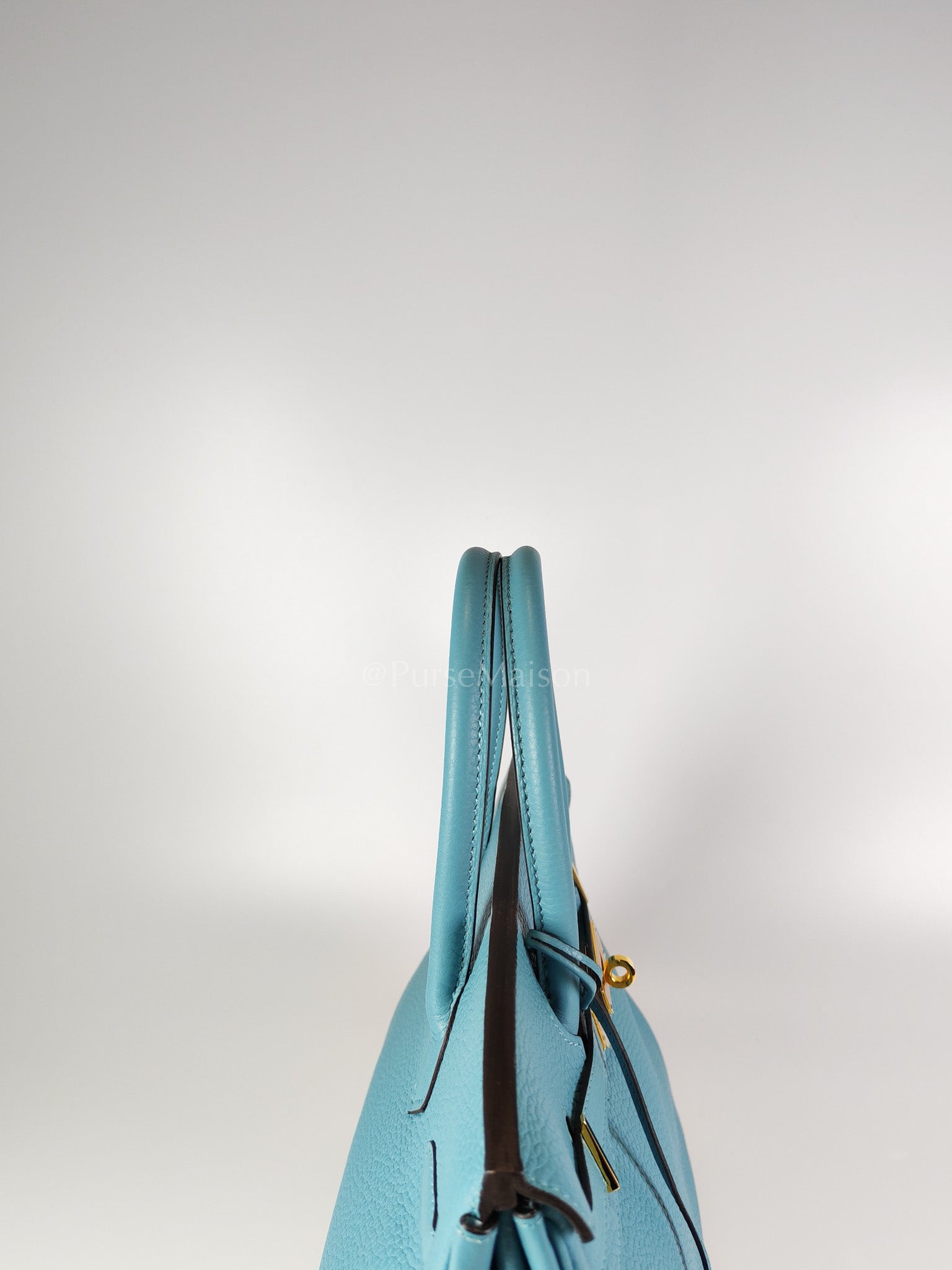 Birkin 30 Retourne in Bleu Saint Clemence and Gold Hardware Stamp T (2015) | Purse Maison Luxury Bags Shop