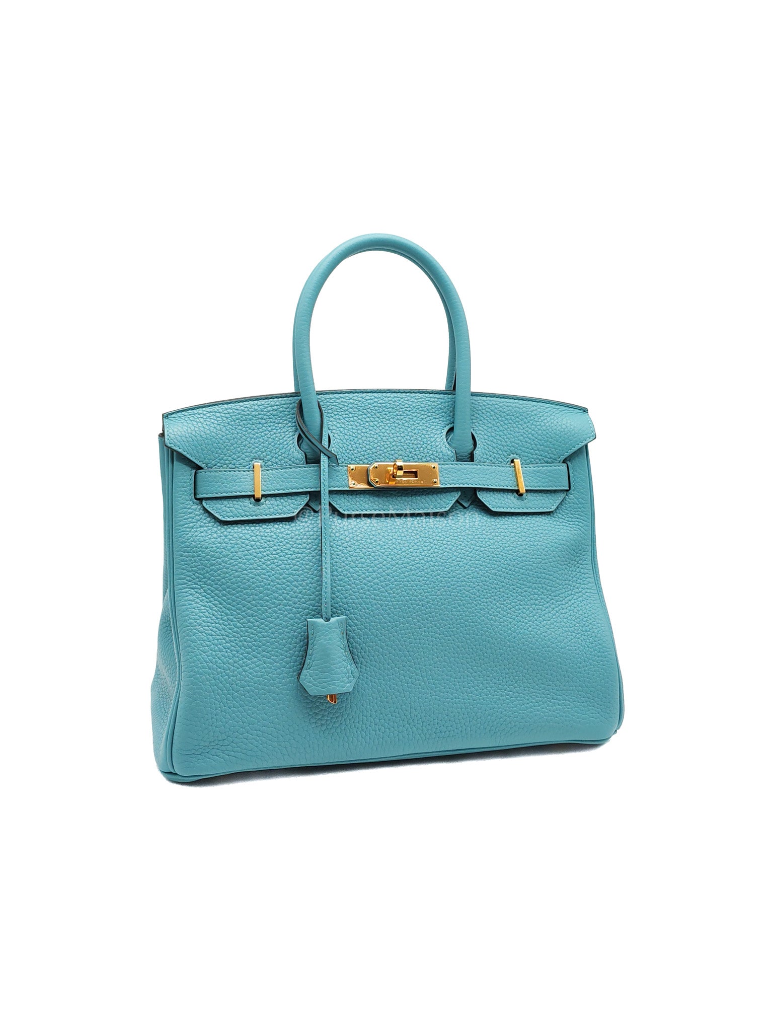 Birkin 30 Retourne in Bleu Saint Clemence and Gold Hardware Stamp T (2015) | Purse Maison Luxury Bags Shop