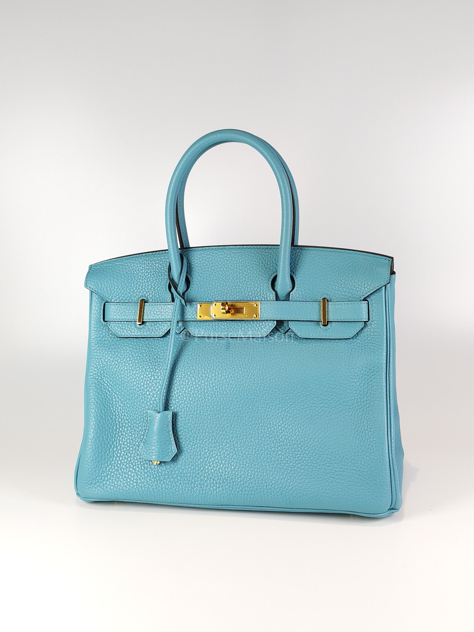 Birkin 30 Retourne in Bleu Saint Clemence and Gold Hardware Stamp T (2015) | Purse Maison Luxury Bags Shop