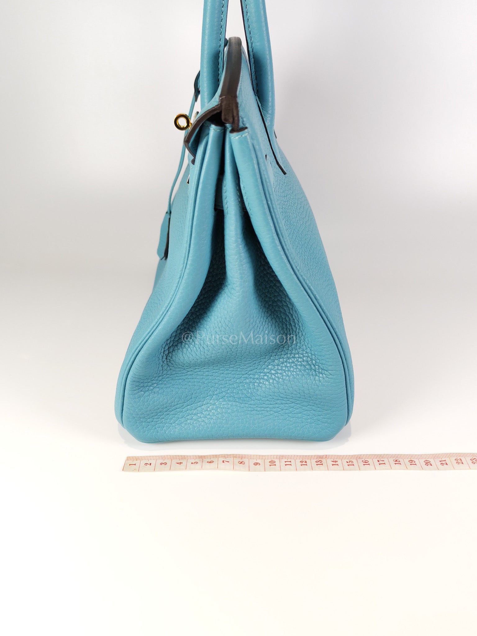 Birkin 30 Retourne in Bleu Saint Clemence and Gold Hardware Stamp T (2015) | Purse Maison Luxury Bags Shop