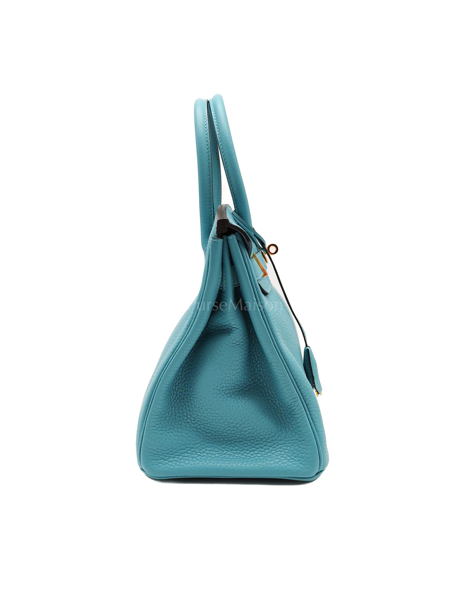 Birkin 30 Retourne in Bleu Saint Clemence and Gold Hardware Stamp T (2015) | Purse Maison Luxury Bags Shop