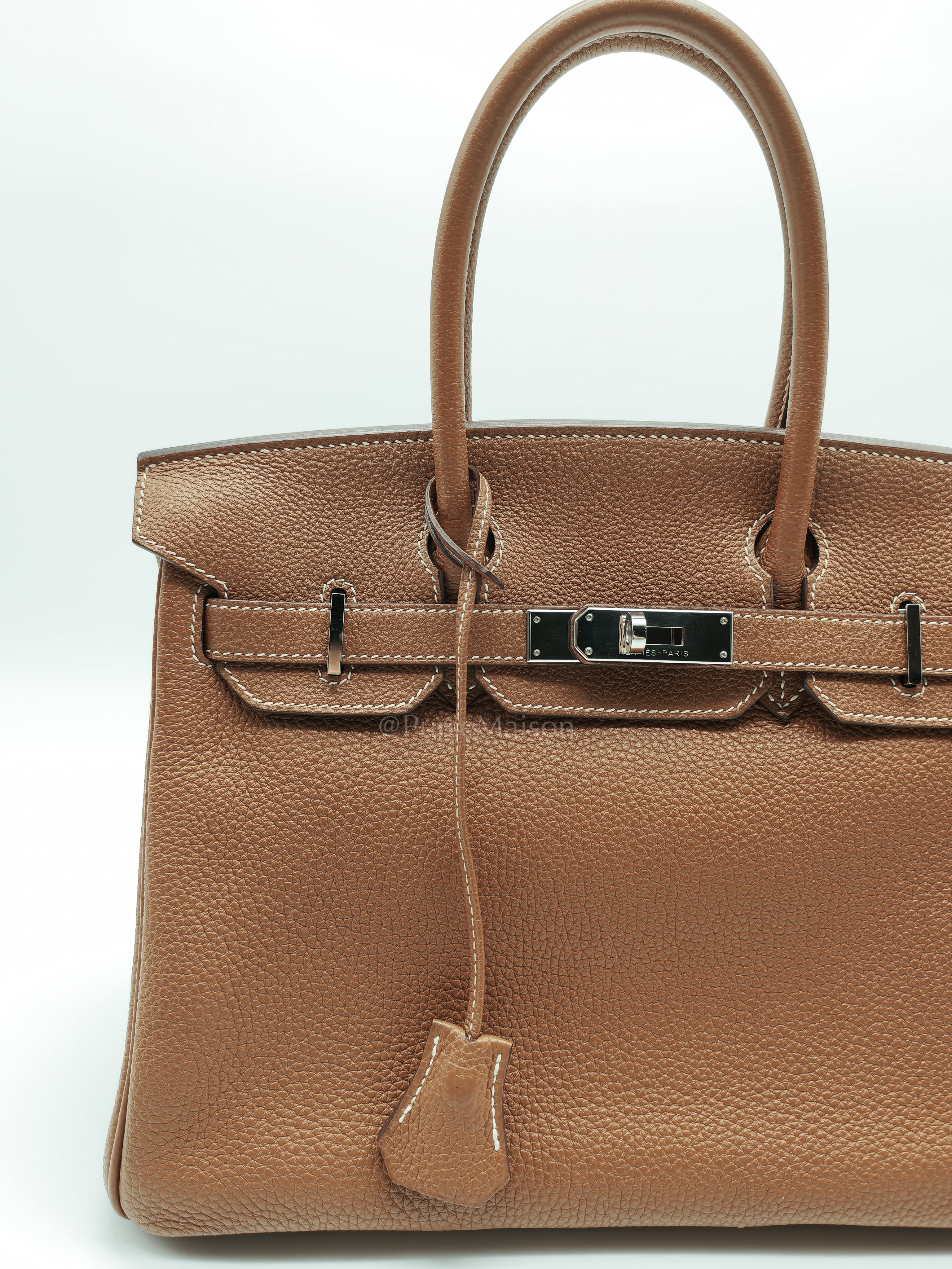 Birkin 30 Retourne in Gold Togo Leather and Palladium Hardware Stamp Square M (2009) | Purse Maison Luxury Bags Shop