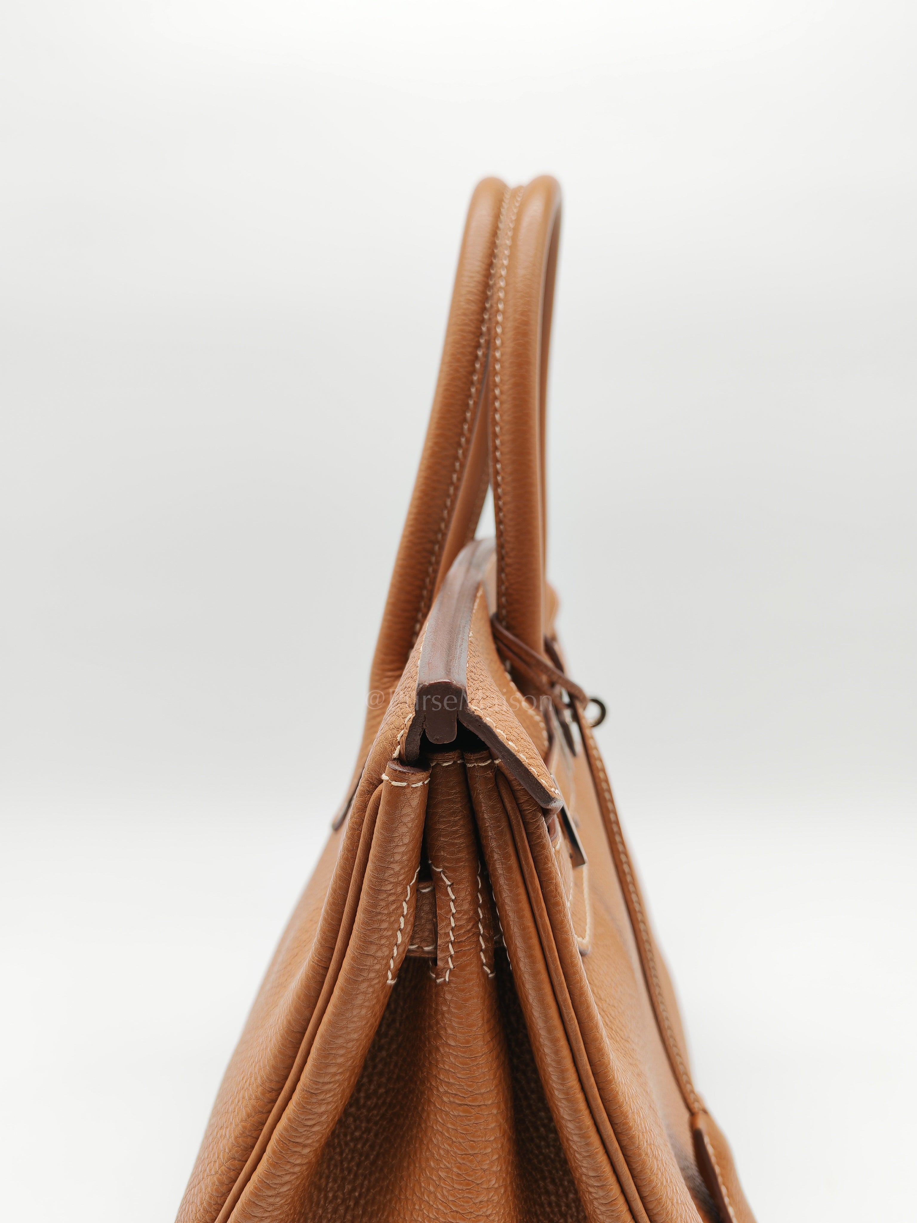Birkin 30 Retourne in Gold Togo Leather and Palladium Hardware Stamp Square M (2009) | Purse Maison Luxury Bags Shop