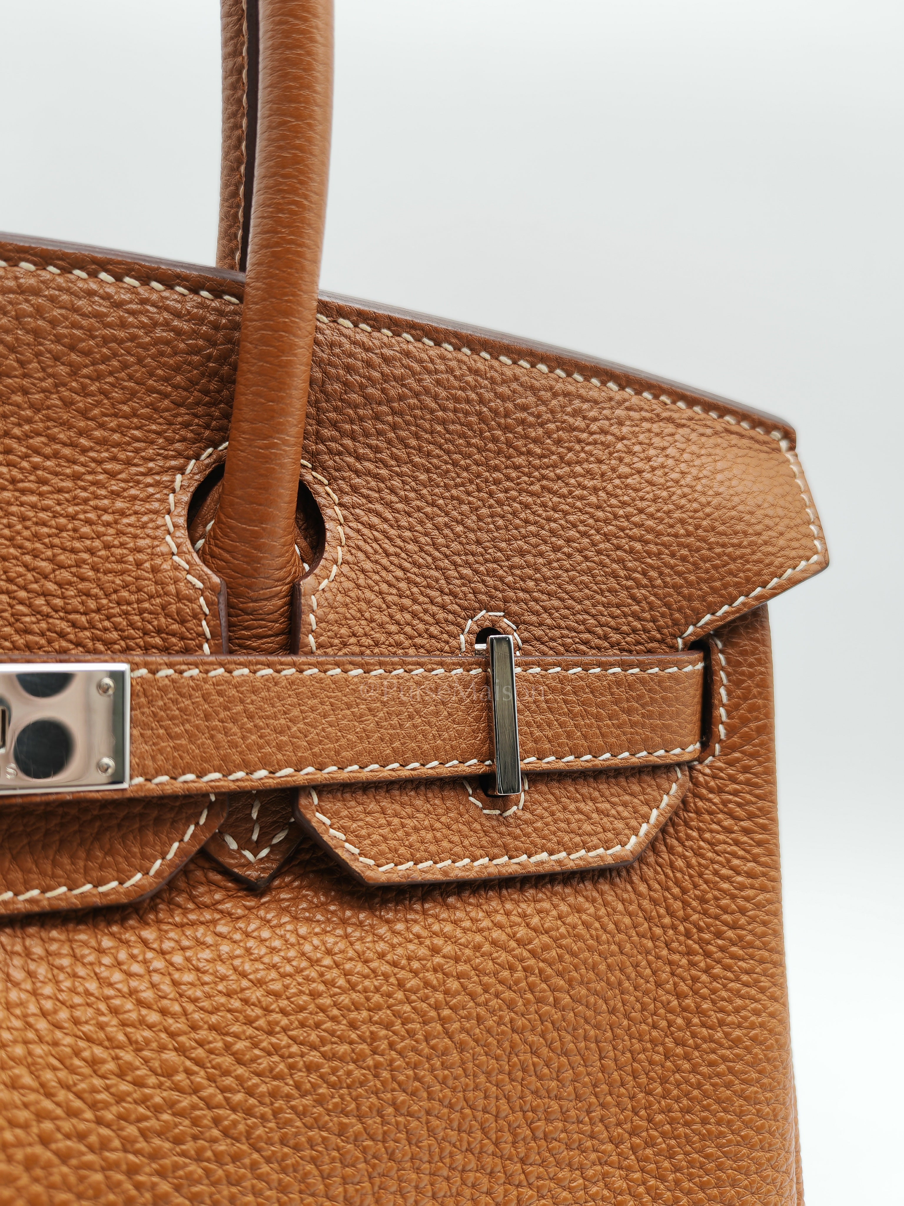 Birkin 30 Retourne in Gold Togo Leather and Palladium Hardware Stamp Square M (2009) | Purse Maison Luxury Bags Shop