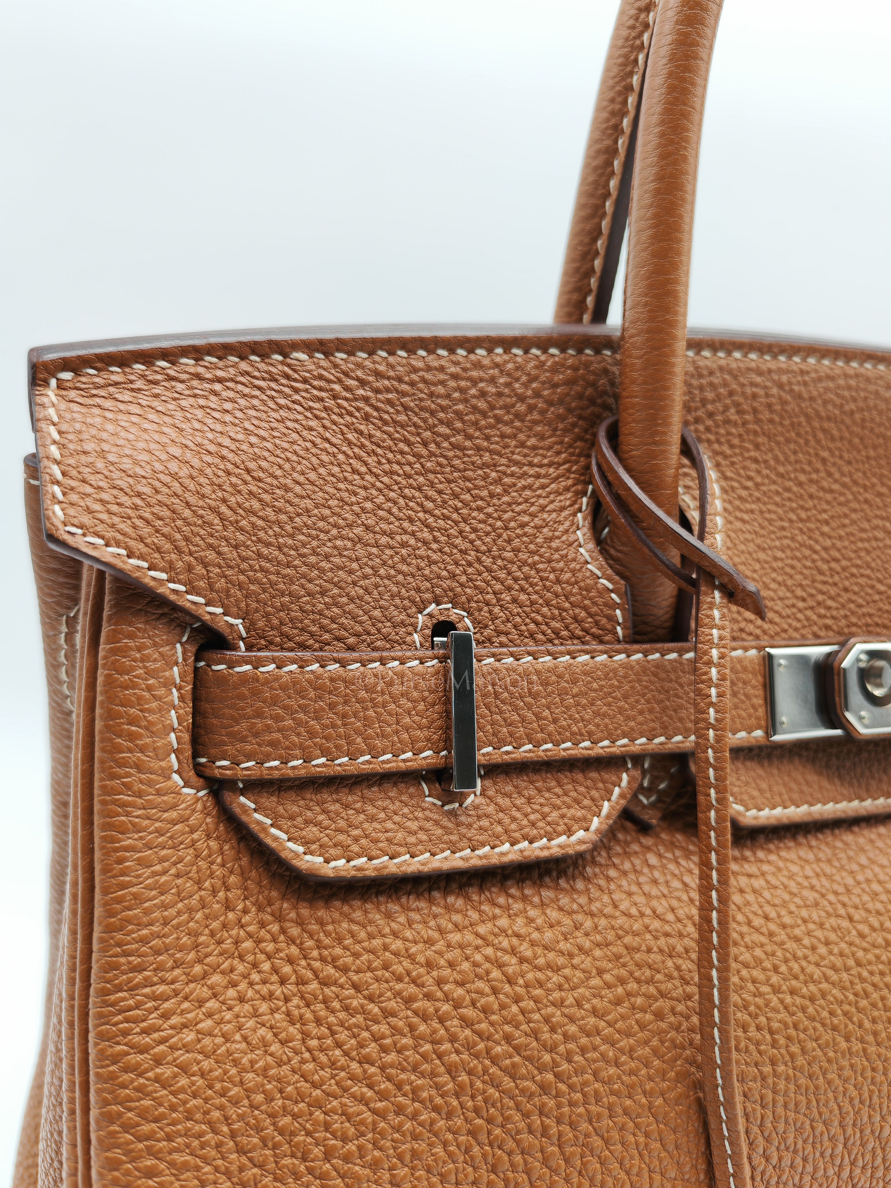 Birkin 30 Retourne in Gold Togo Leather and Palladium Hardware Stamp Square M (2009) | Purse Maison Luxury Bags Shop