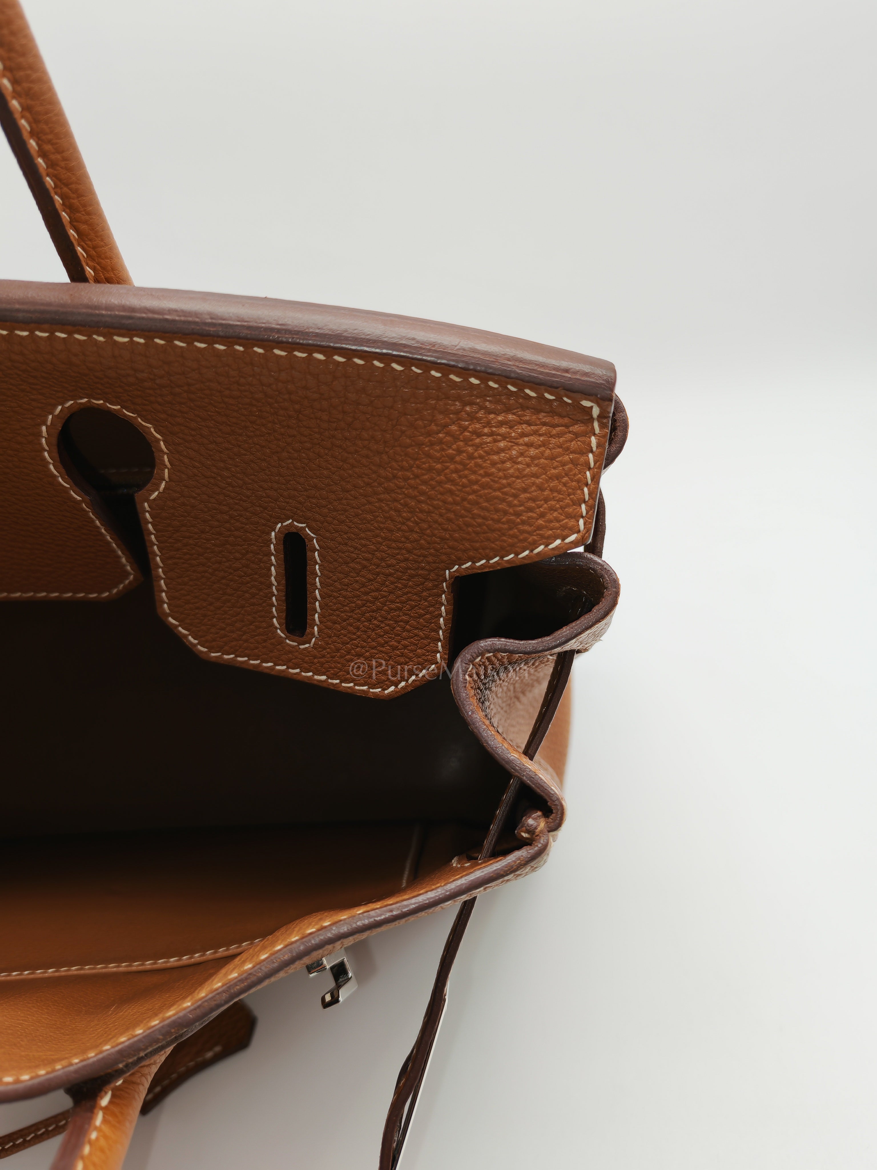 Birkin 30 Retourne in Gold Togo Leather and Palladium Hardware Stamp Square M (2009) | Purse Maison Luxury Bags Shop