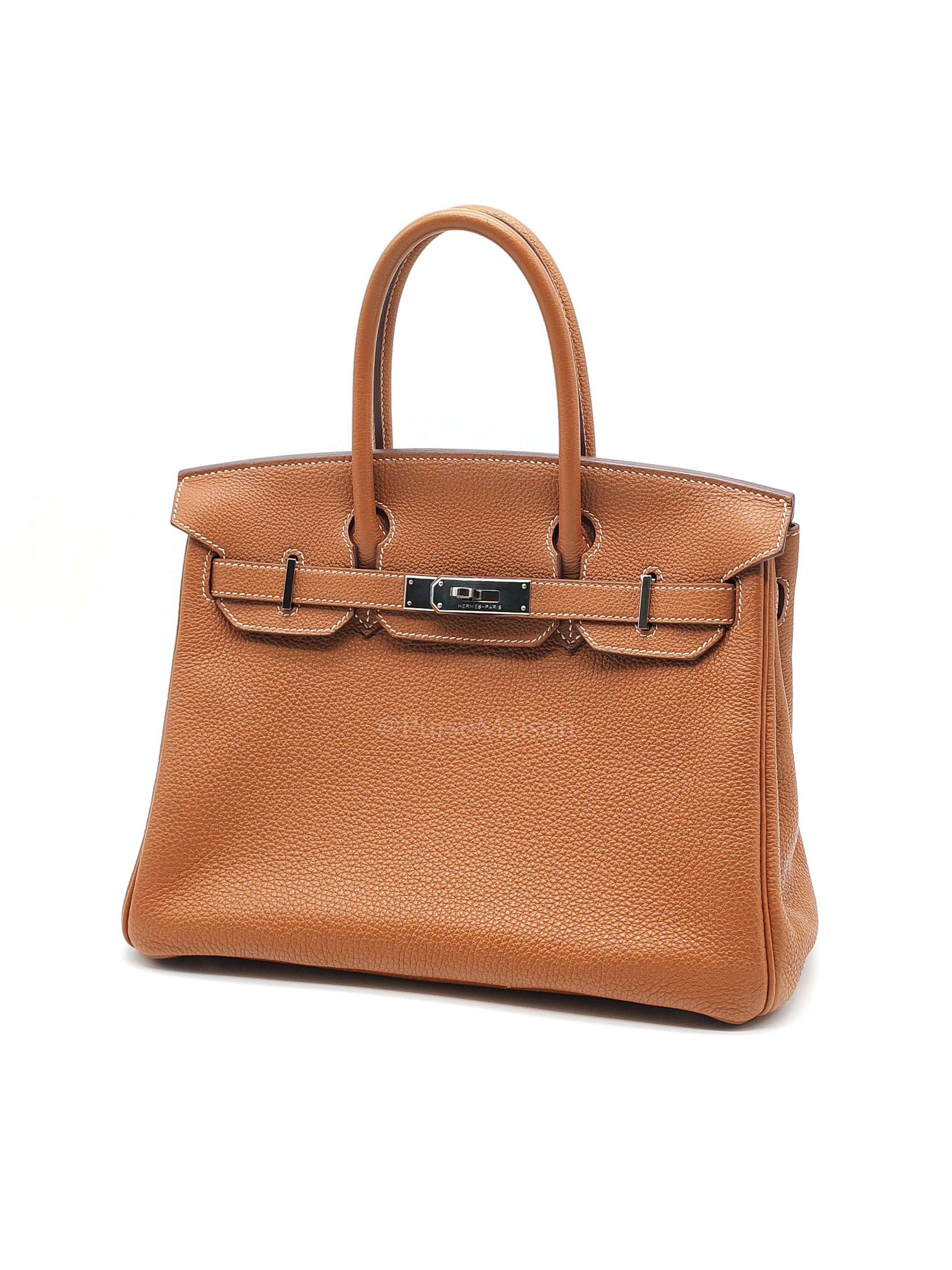 Birkin 30 Retourne in Gold Togo Leather and Palladium Hardware Stamp Square M (2009) | Purse Maison Luxury Bags Shop