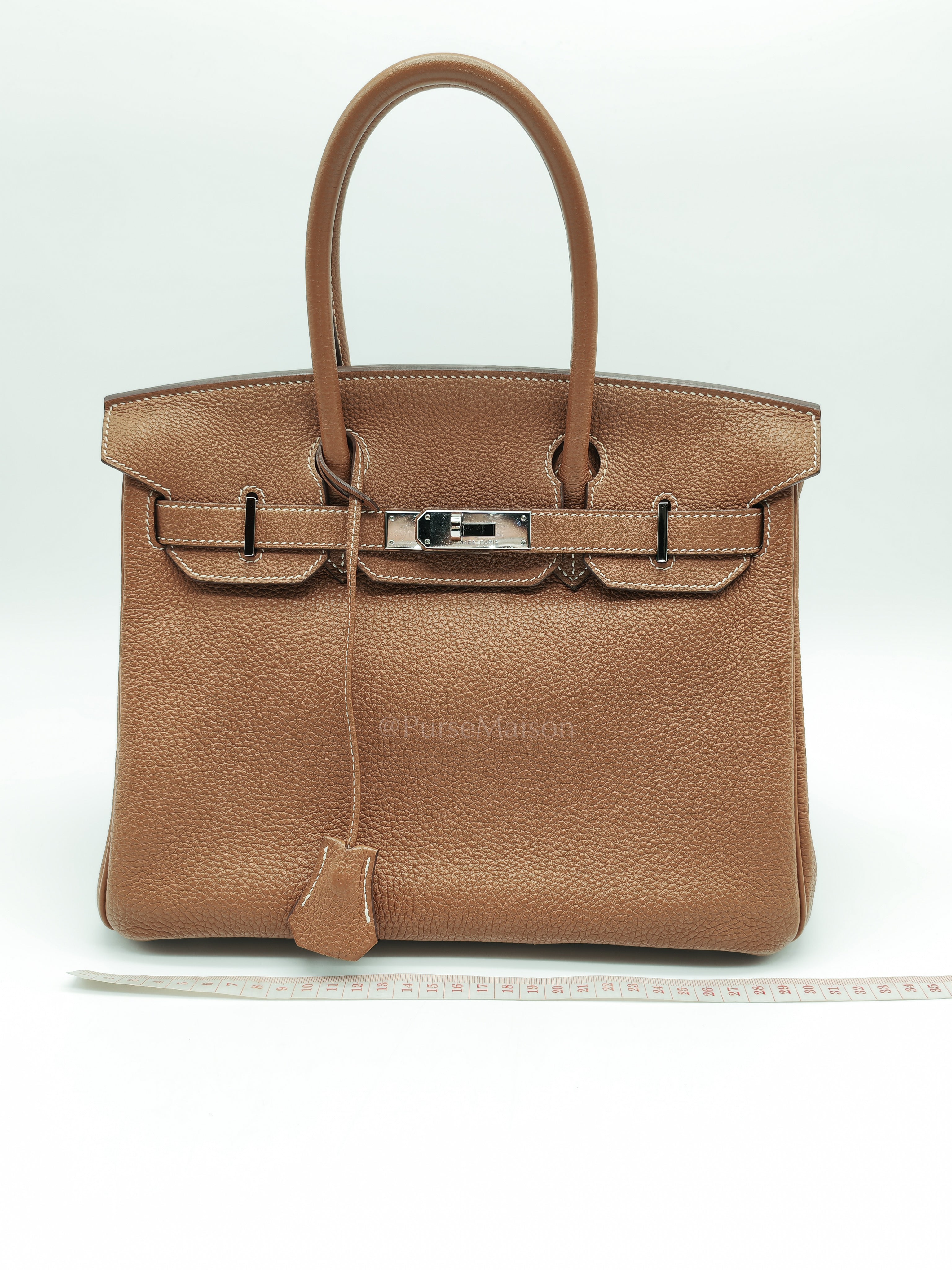 Birkin 30 Retourne in Gold Togo Leather and Palladium Hardware Stamp Square M (2009) | Purse Maison Luxury Bags Shop
