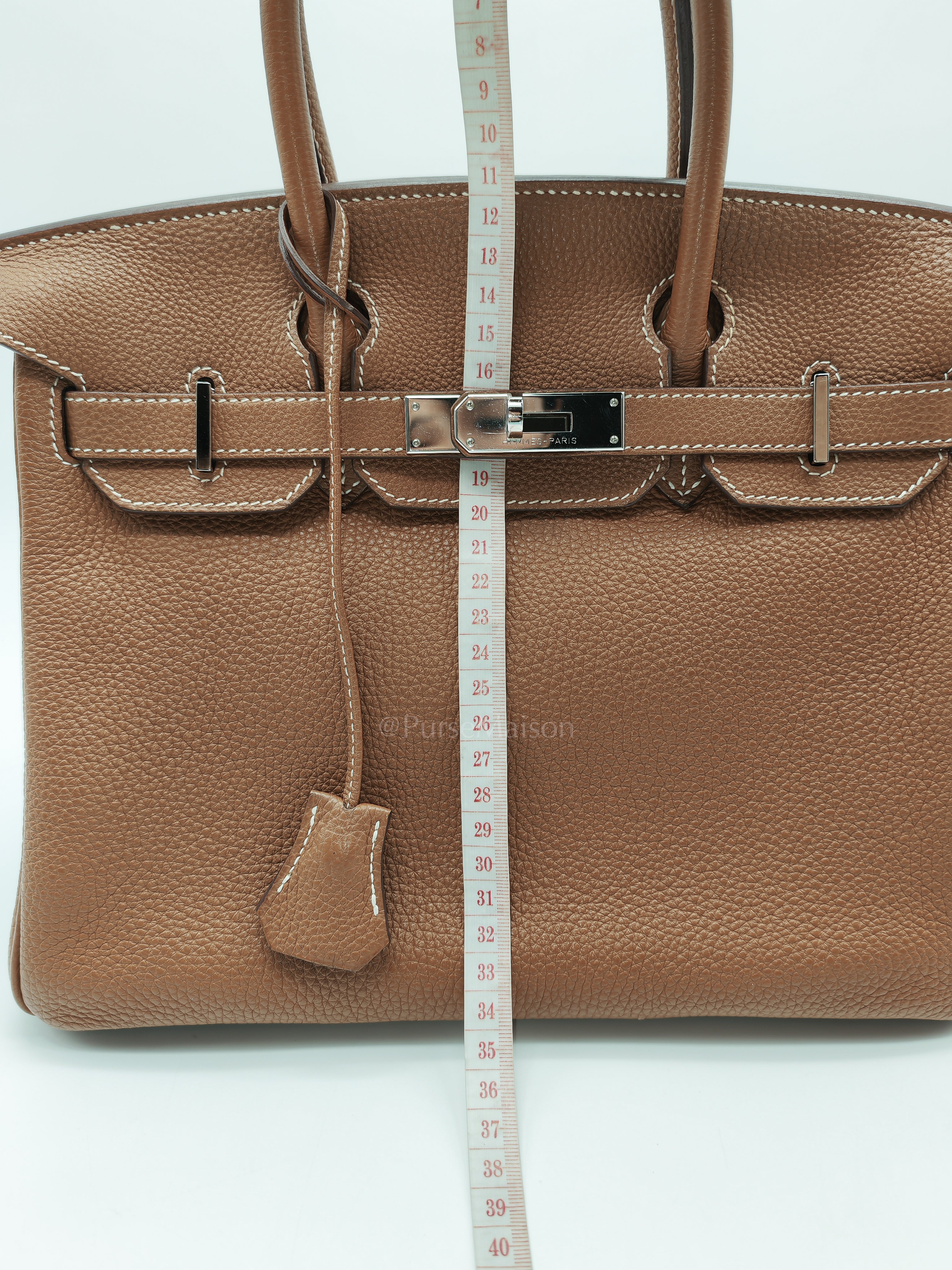Birkin 30 Retourne in Gold Togo Leather and Palladium Hardware Stamp Square M (2009) | Purse Maison Luxury Bags Shop