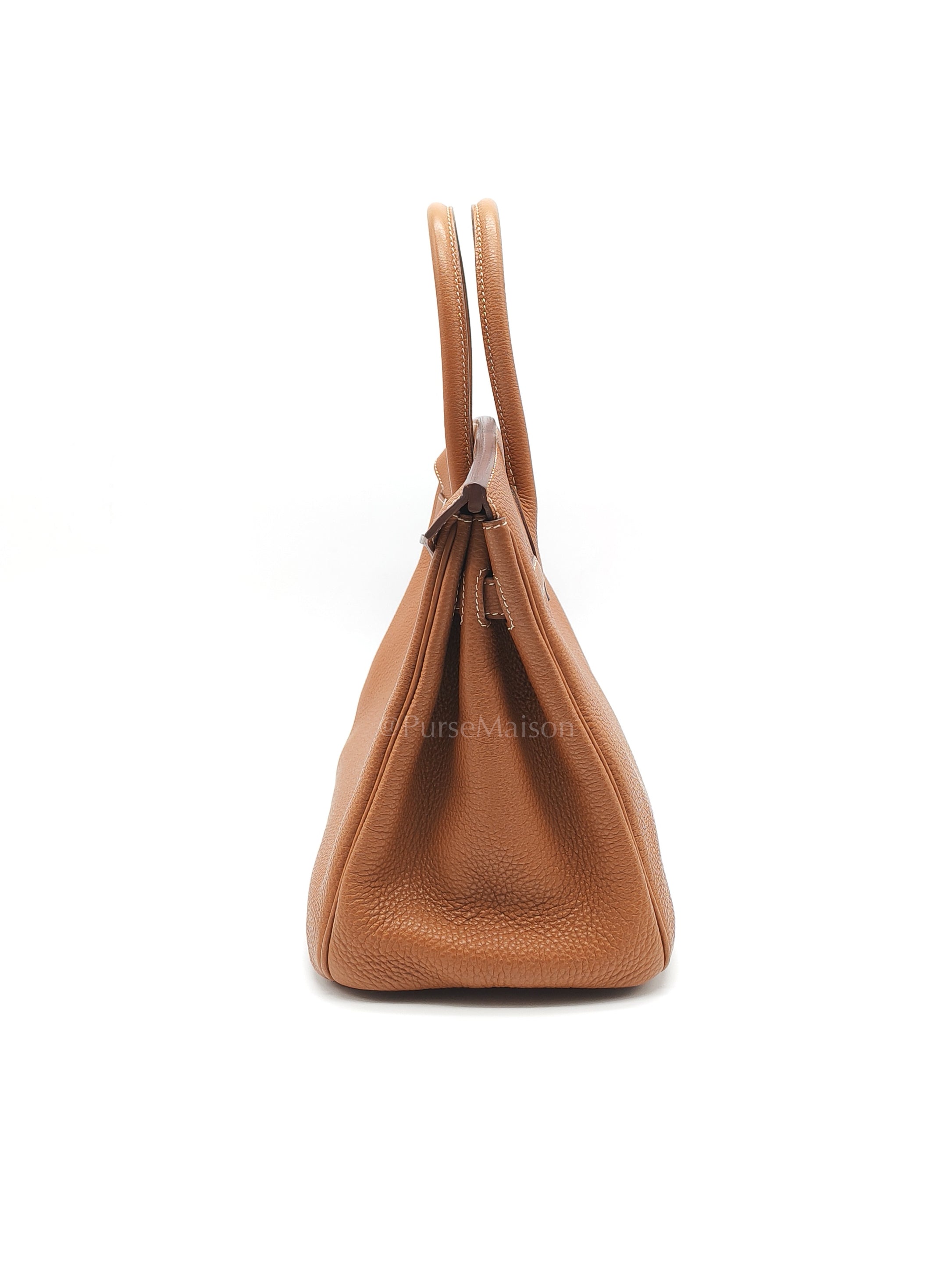 Birkin 30 Retourne in Gold Togo Leather and Palladium Hardware Stamp Square M (2009) | Purse Maison Luxury Bags Shop