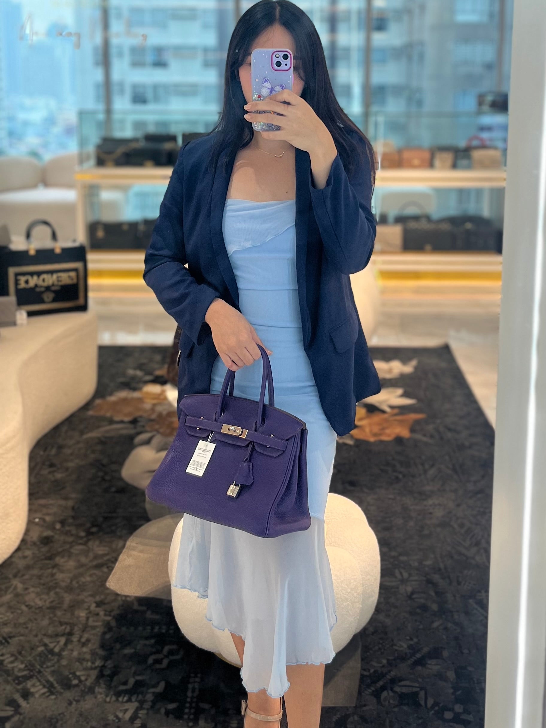 Birkin 30 Retourne in Purple Togo Leather and Palladium Square N (2010) | Purse Maison Luxury Bags Shop