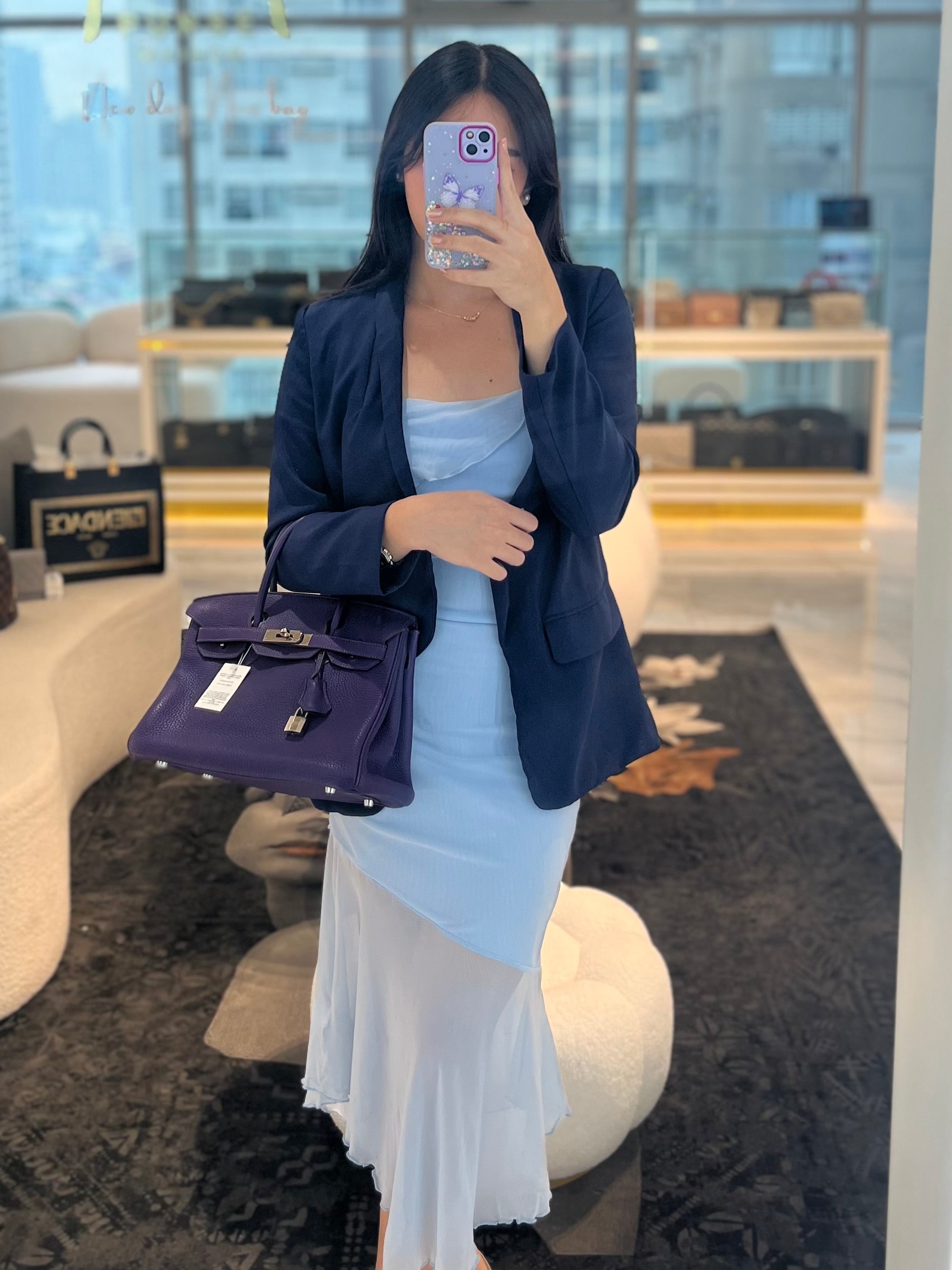 Birkin 30 Retourne in Purple Togo Leather and Palladium Square N (2010) | Purse Maison Luxury Bags Shop