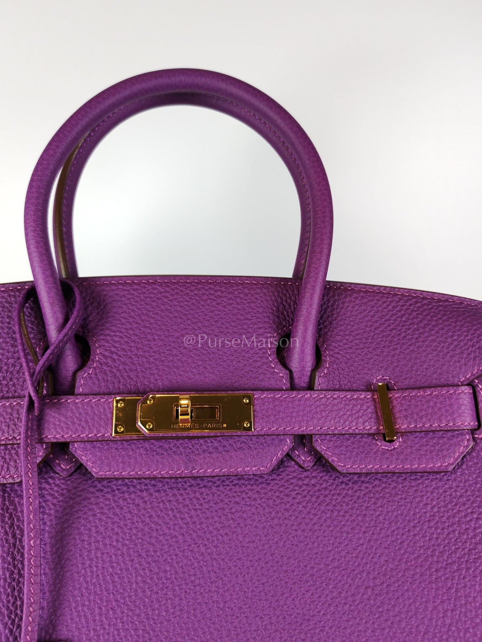 Birkin 30 Retourne in Purple Togo Loeather and Gold Hardware Stamp T (2015) | Purse Maison Luxury Bags Shop