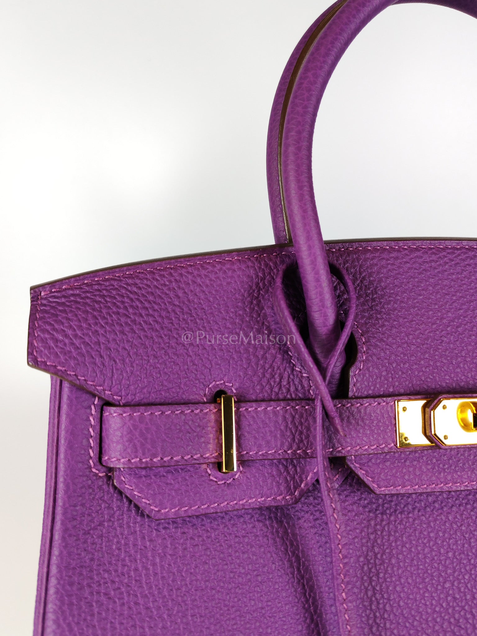 Birkin 30 Retourne in Purple Togo Loeather and Gold Hardware Stamp T (2015) | Purse Maison Luxury Bags Shop