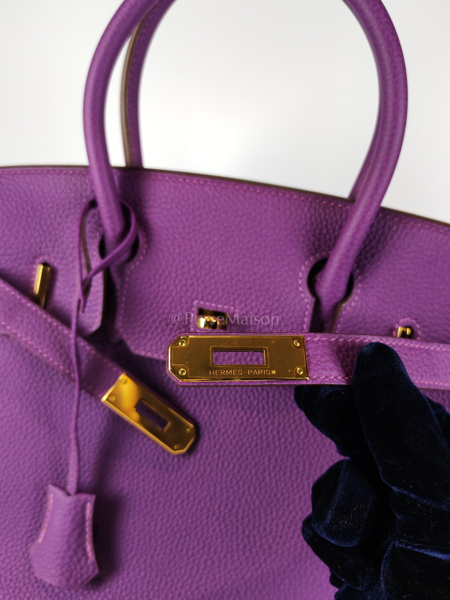 Birkin 30 Retourne in Purple Togo Loeather and Gold Hardware Stamp T (2015) | Purse Maison Luxury Bags Shop