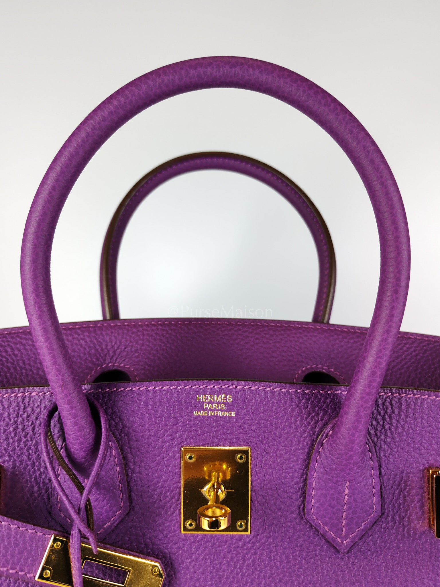 Birkin 30 Retourne in Purple Togo Loeather and Gold Hardware Stamp T (2015) | Purse Maison Luxury Bags Shop