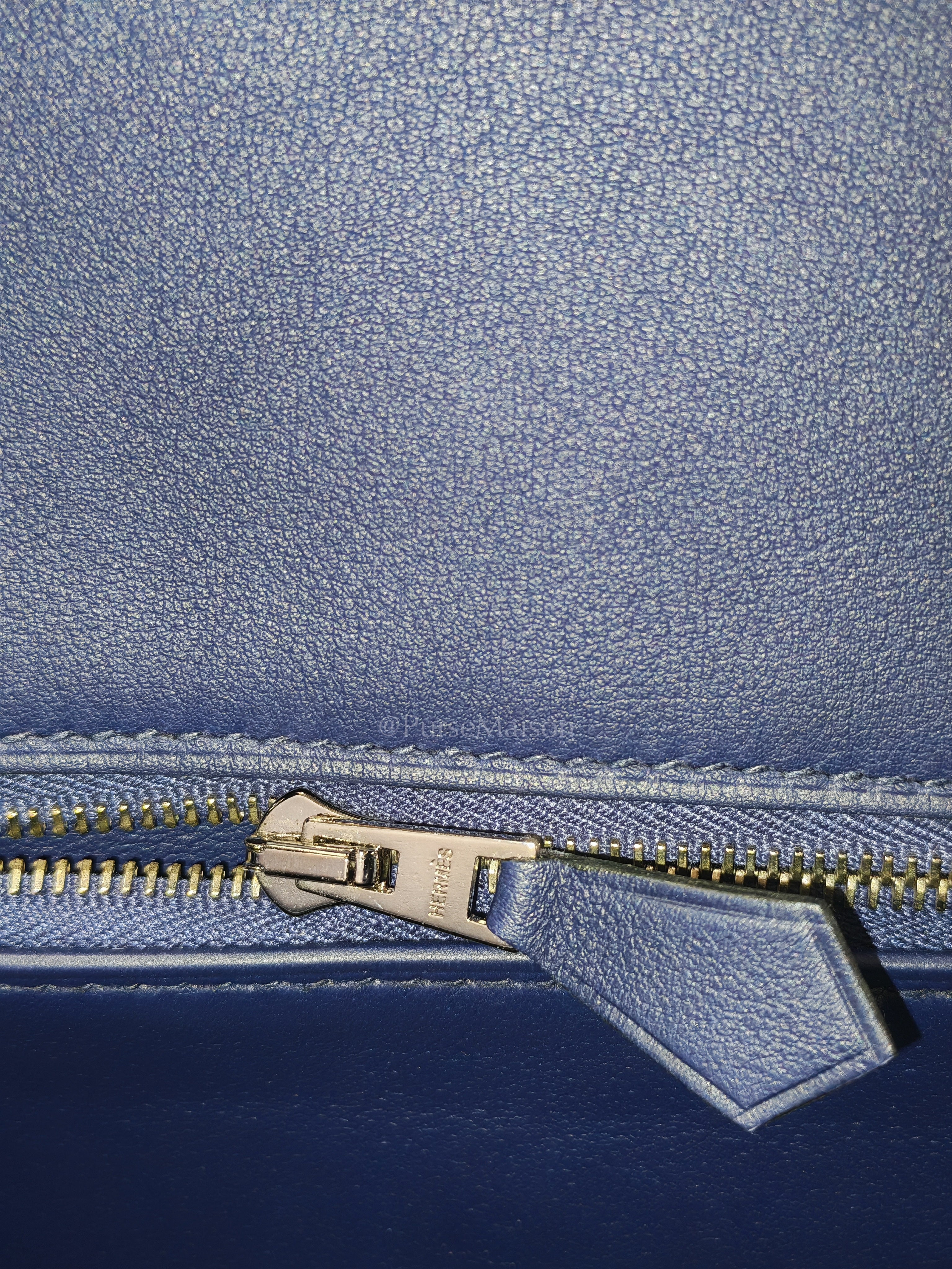 Birkin 30 Retourne in Tressage de Cuir Blue Du Nord/Bleu Encre Epsom in Swift Leather and Palladium Hardware Stamp D (2019) | Purse Maison Luxury Bags Shop