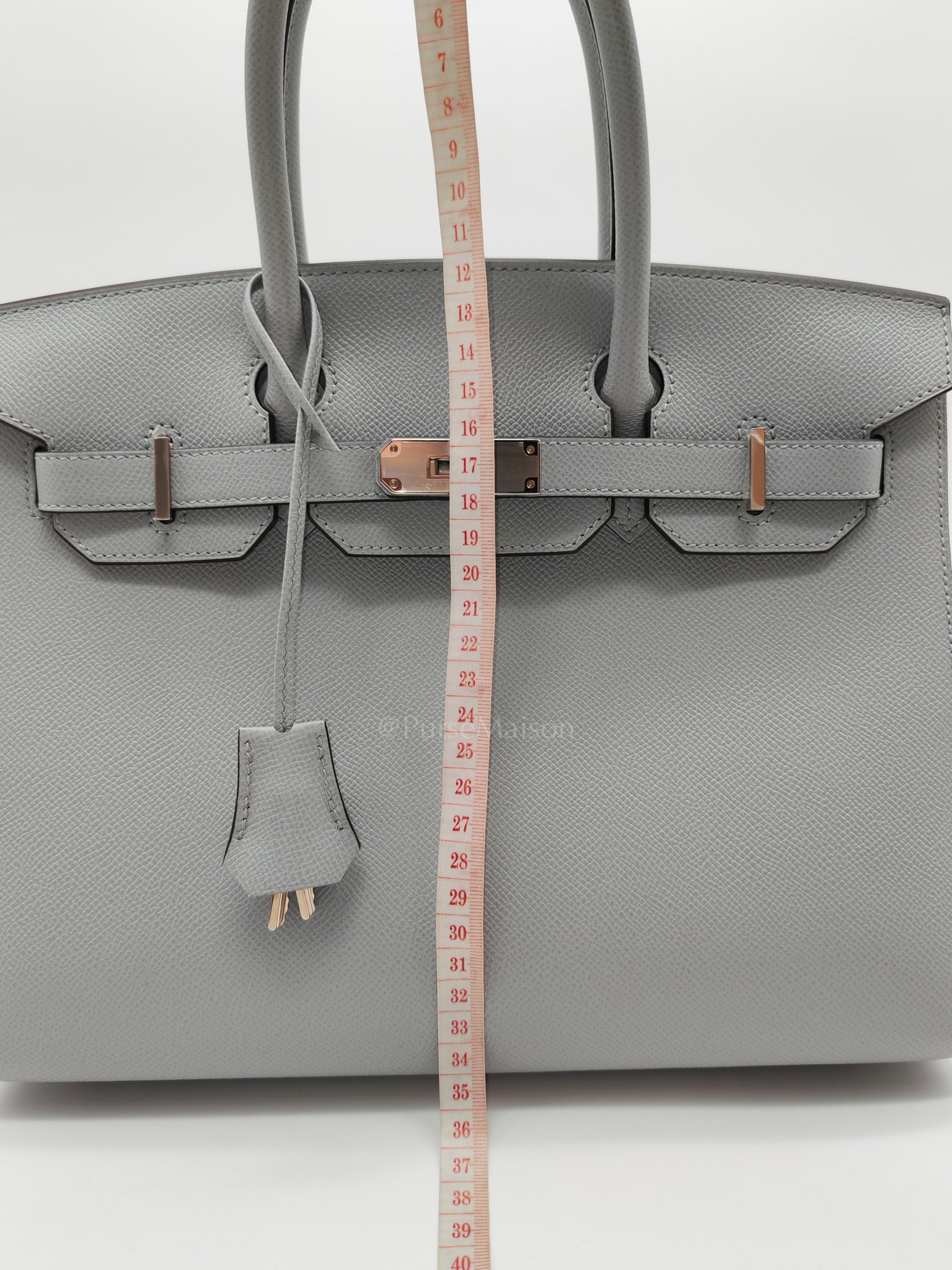 Birkin 30 Sellier in Blue Glacier Epsom Leather and Palladium Hardware Stamp W (2024) | Purse Maison Luxury Bags Shop