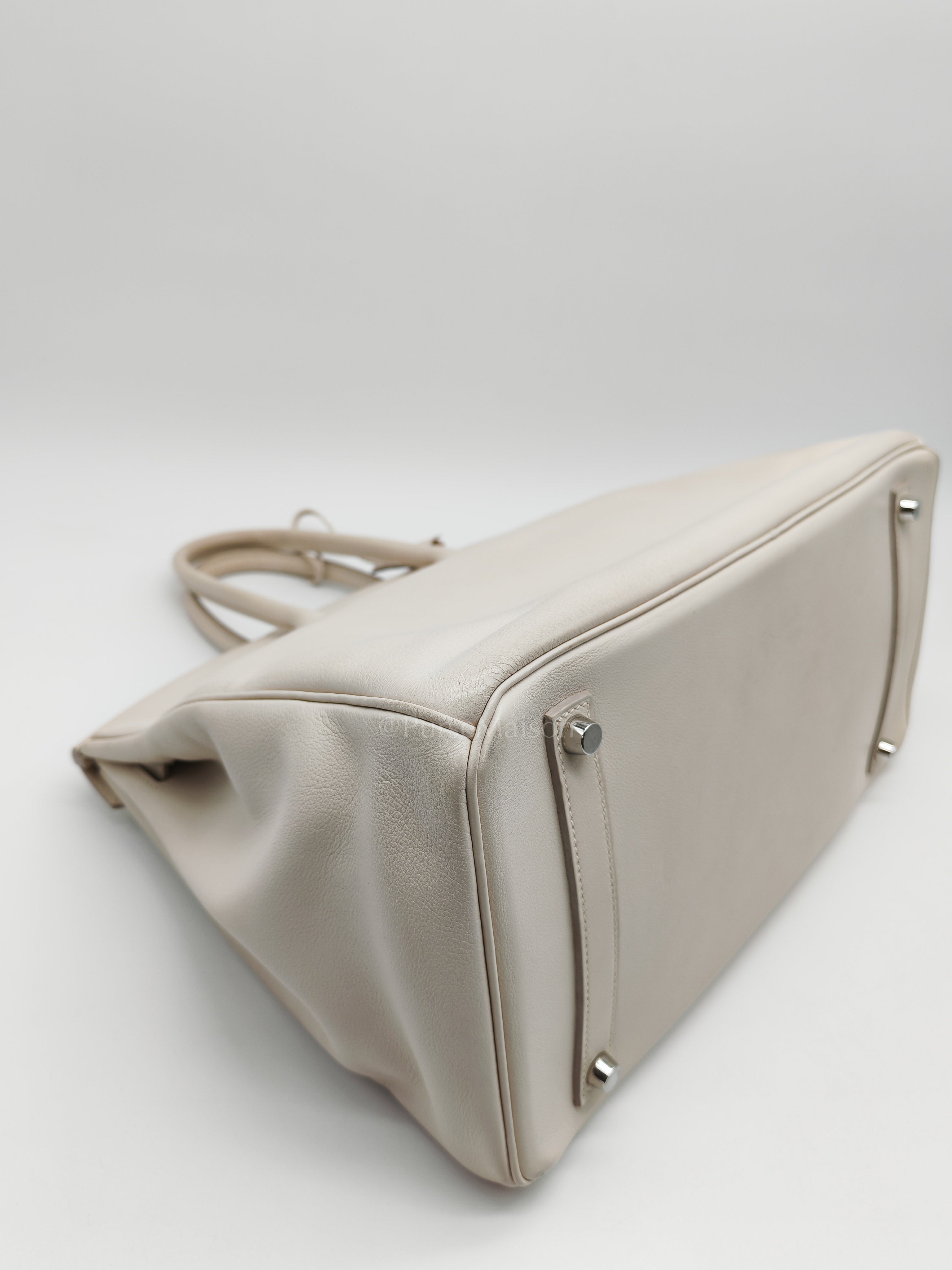 Birkin 35 in Nata Evercolor Leather and Palladium Hardware Stamp Square 0 (2011) | Purse Maison Luxury Bags Shop