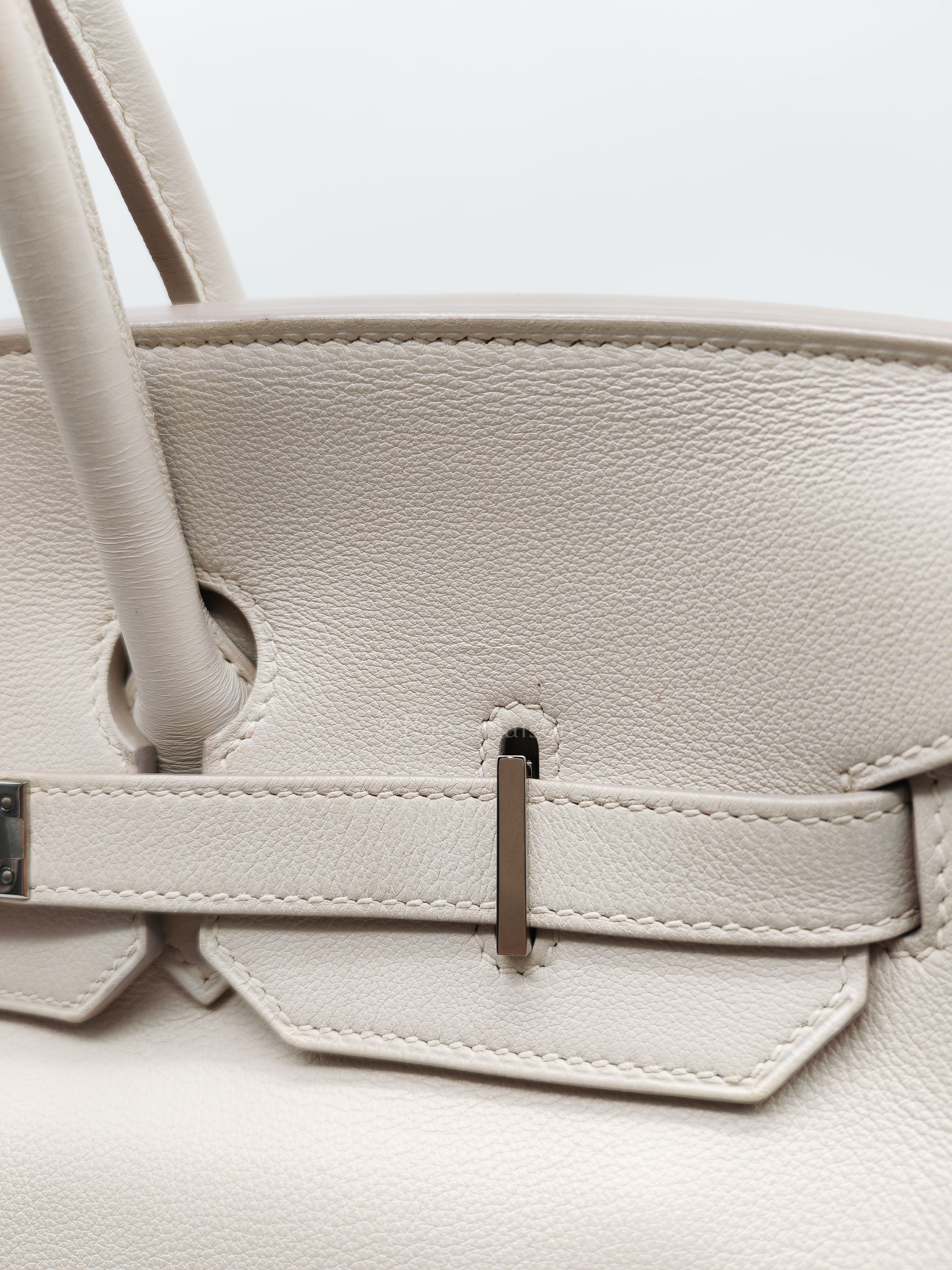 Birkin 35 in Nata Evercolor Leather and Palladium Hardware Stamp Square 0 (2011) | Purse Maison Luxury Bags Shop