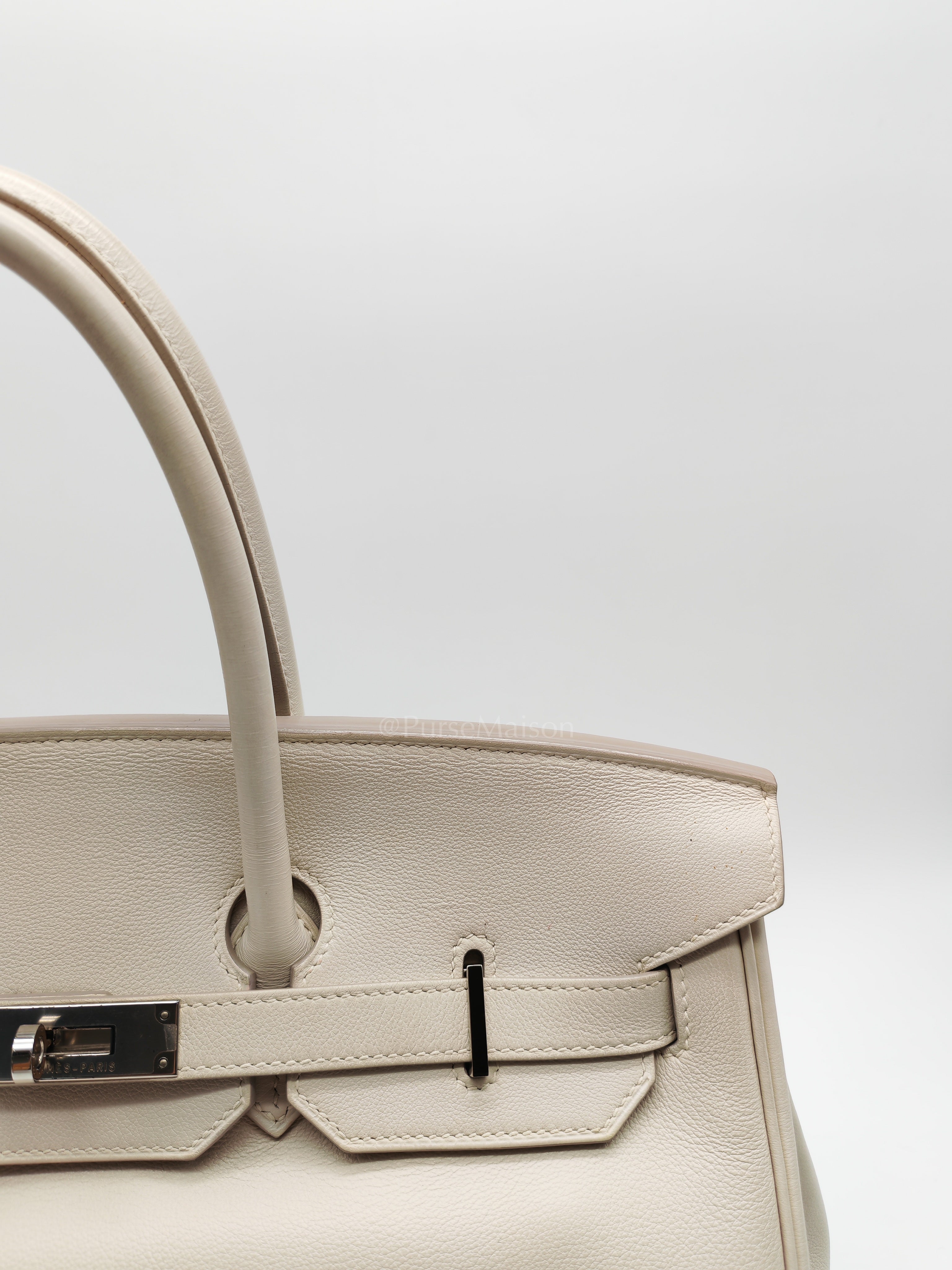 Birkin 35 in Nata Evercolor Leather and Palladium Hardware Stamp Square 0 (2011) | Purse Maison Luxury Bags Shop