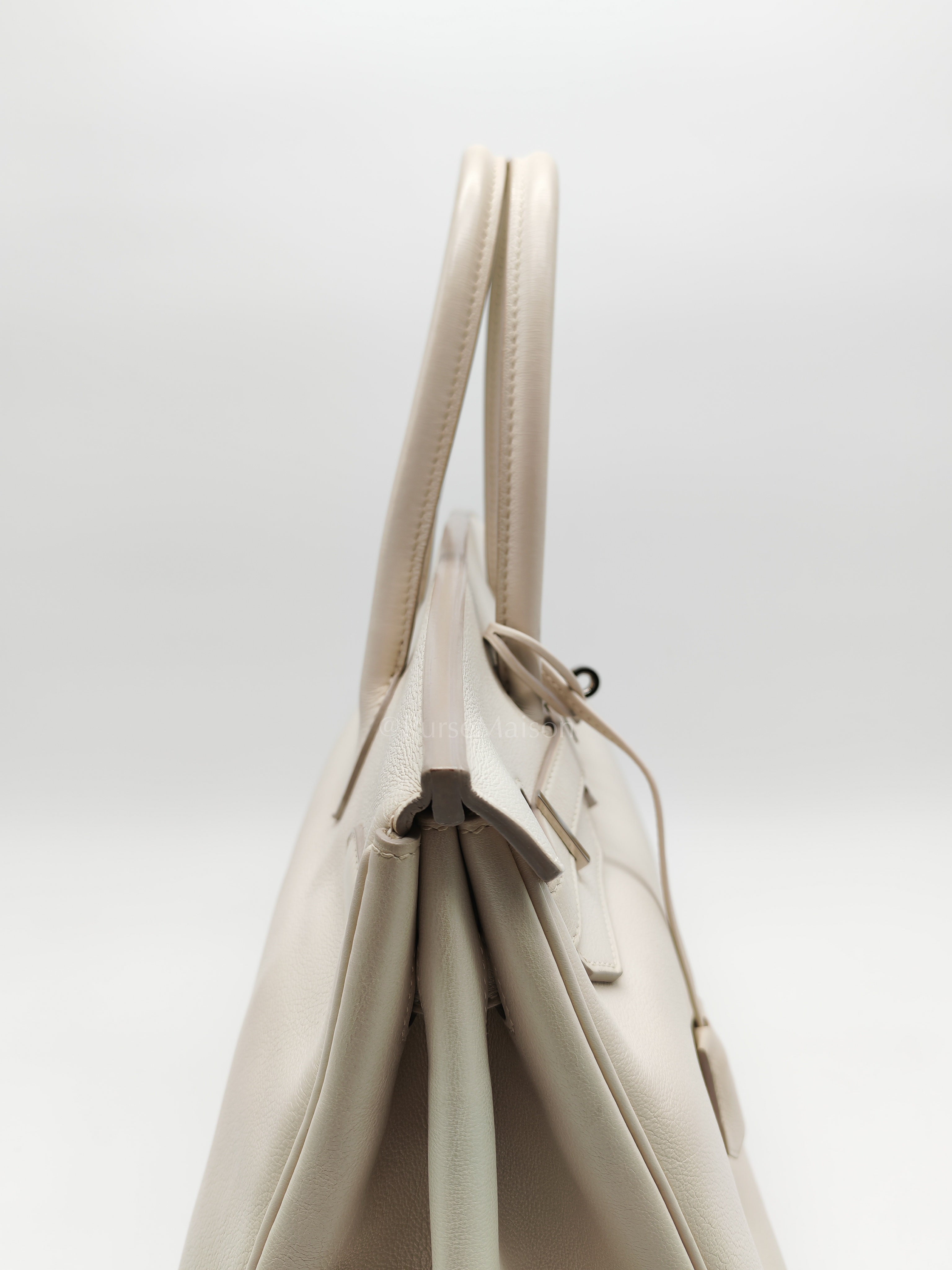 Birkin 35 in Nata Evercolor Leather and Palladium Hardware Stamp Square 0 (2011) | Purse Maison Luxury Bags Shop