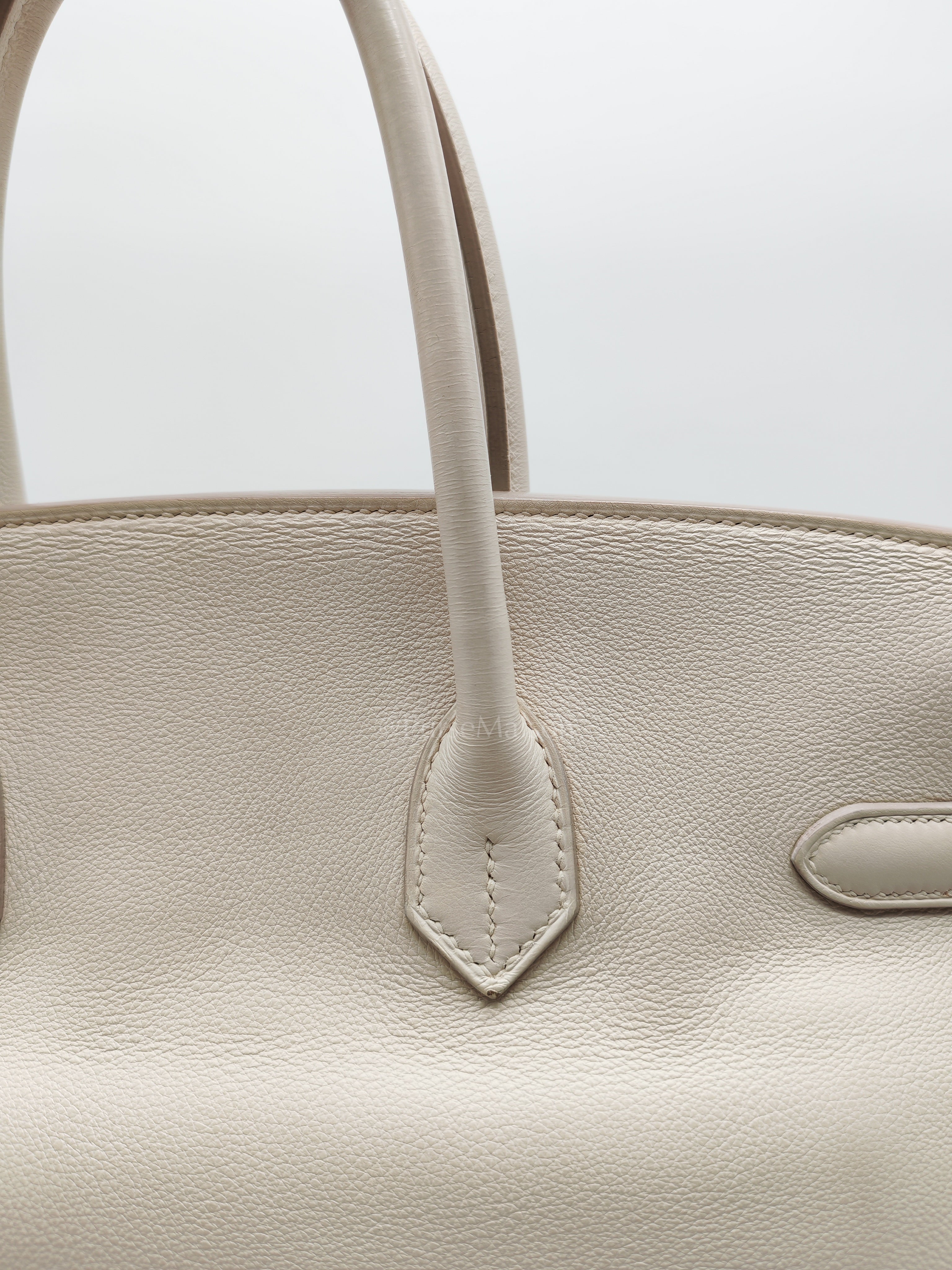 Birkin 35 in Nata Evercolor Leather and Palladium Hardware Stamp Square 0 (2011) | Purse Maison Luxury Bags Shop