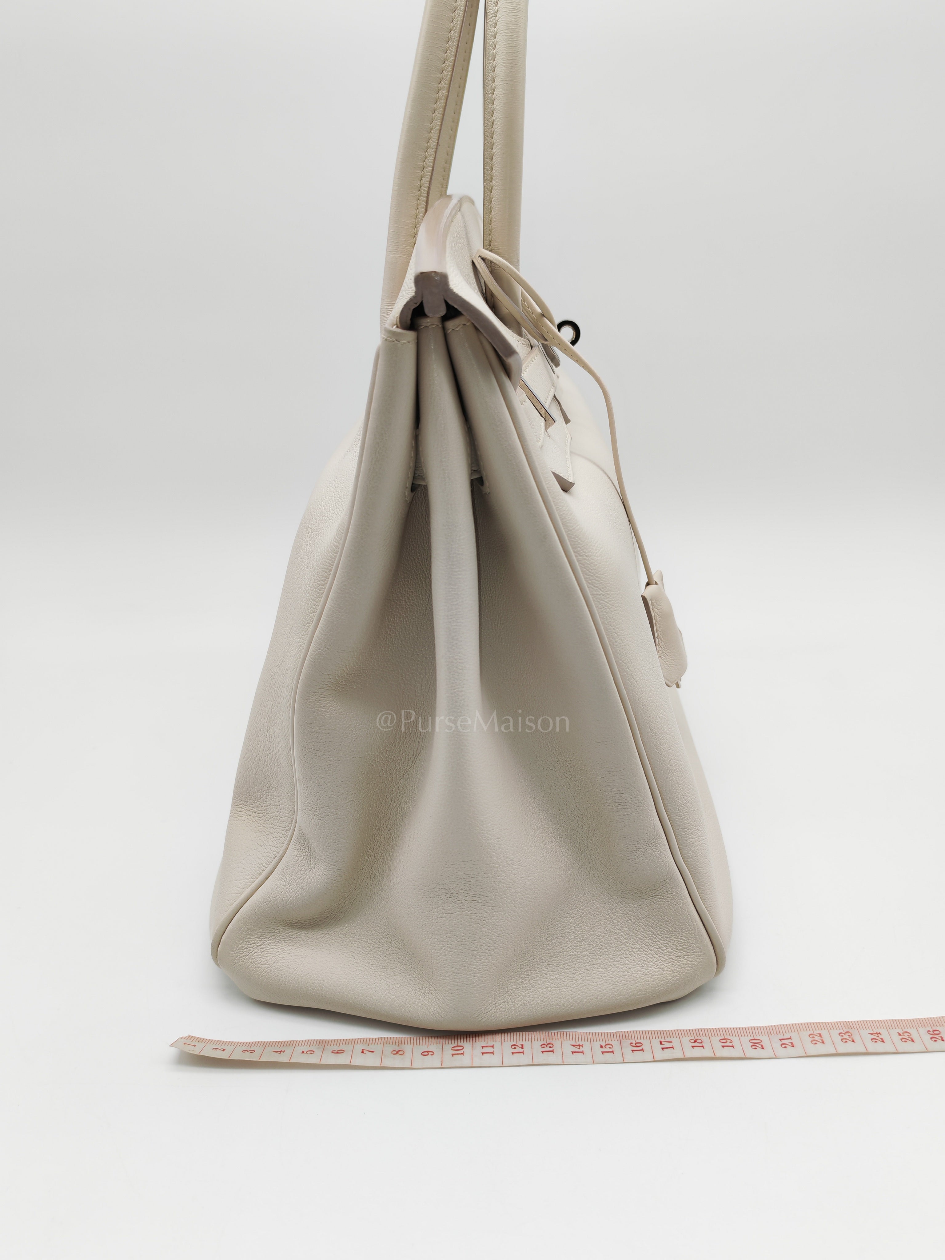 Birkin 35 in Nata Evercolor Leather and Palladium Hardware Stamp Square 0 (2011) | Purse Maison Luxury Bags Shop