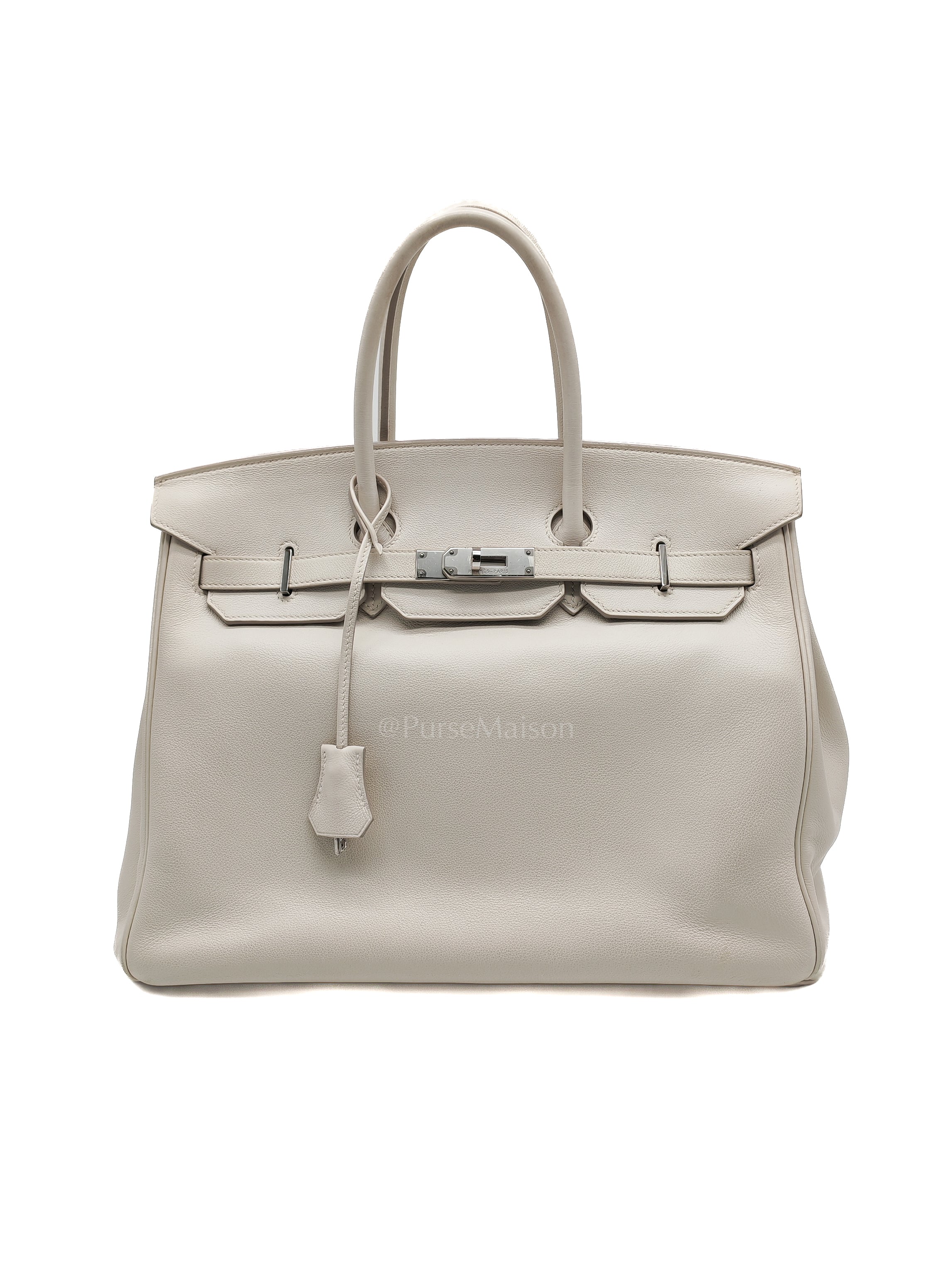 Birkin 35 in Nata Evercolor Leather and Palladium Hardware Stamp Square 0 (2011) | Purse Maison Luxury Bags Shop