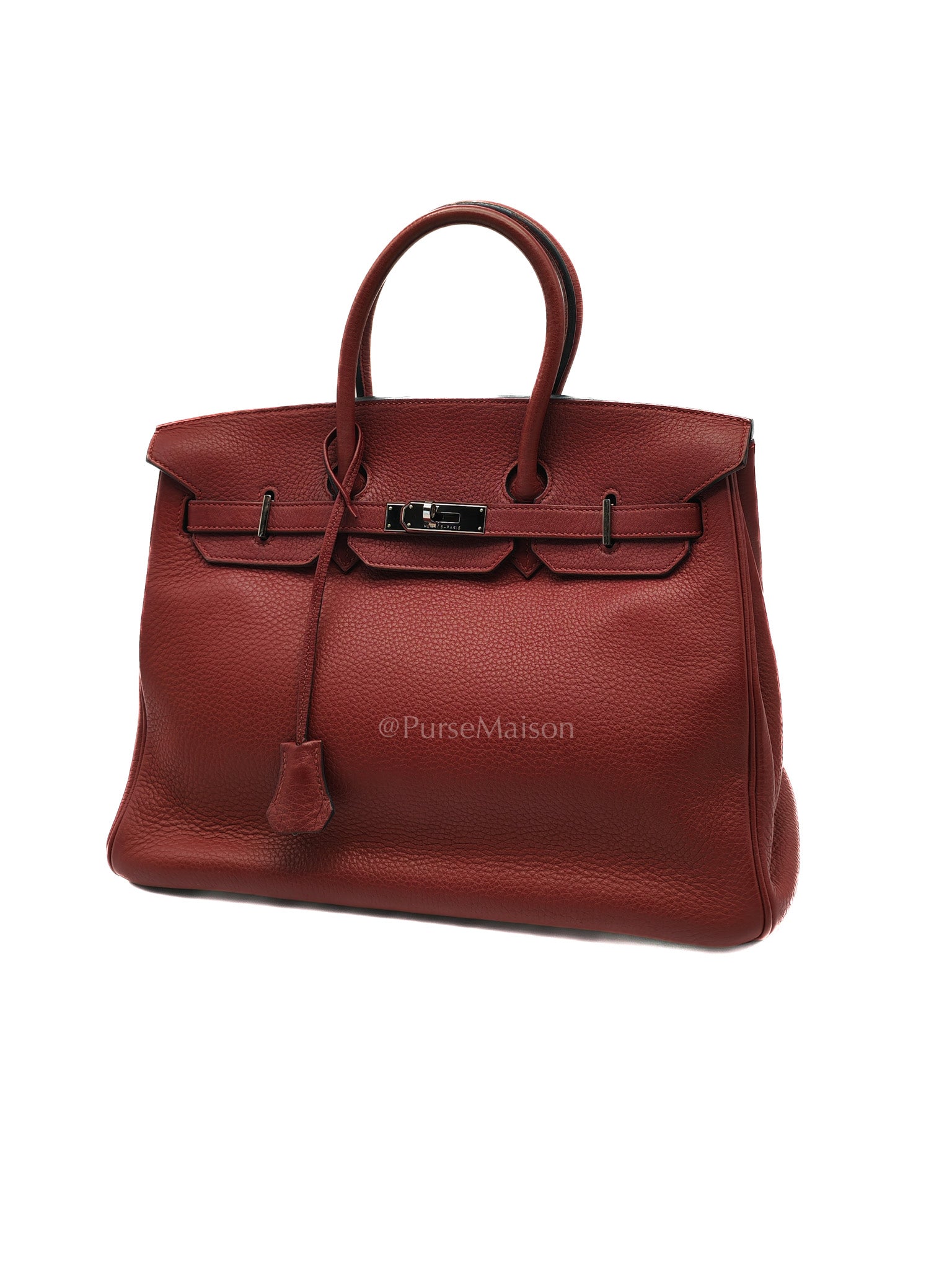 Birkin 35 in Rubis Clemence Leather Palladium Hardware Stamp Square P(2012) | Purse Maison Luxury Bags Shop