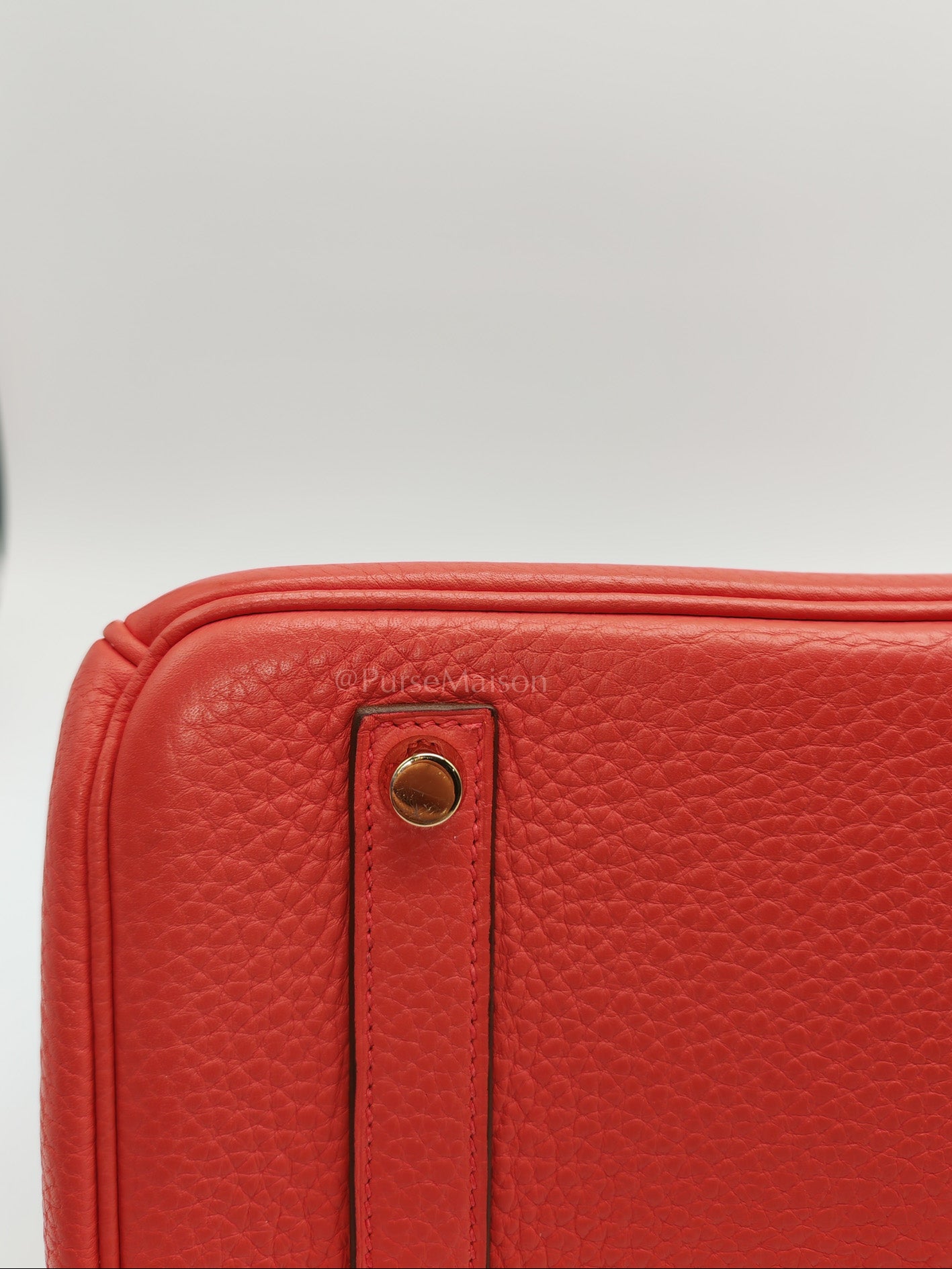 Birkin 35 Retourne in Bougainvillier Clemence Leather and Gold Hardware Stamp Square N (2010) | Purse Maison Luxury Bags Shop