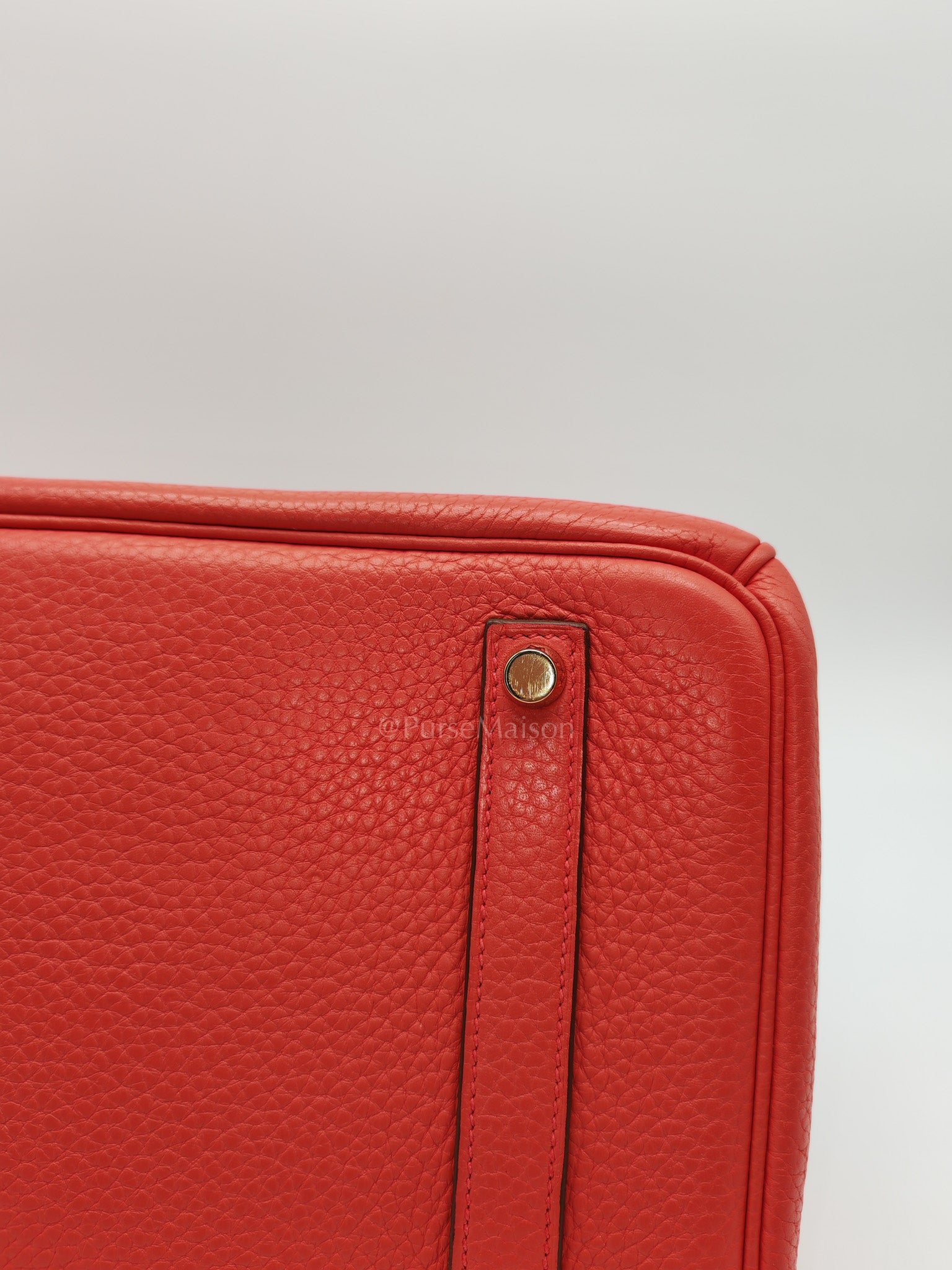 Birkin 35 Retourne in Bougainvillier Clemence Leather and Gold Hardware Stamp Square N (2010) | Purse Maison Luxury Bags Shop