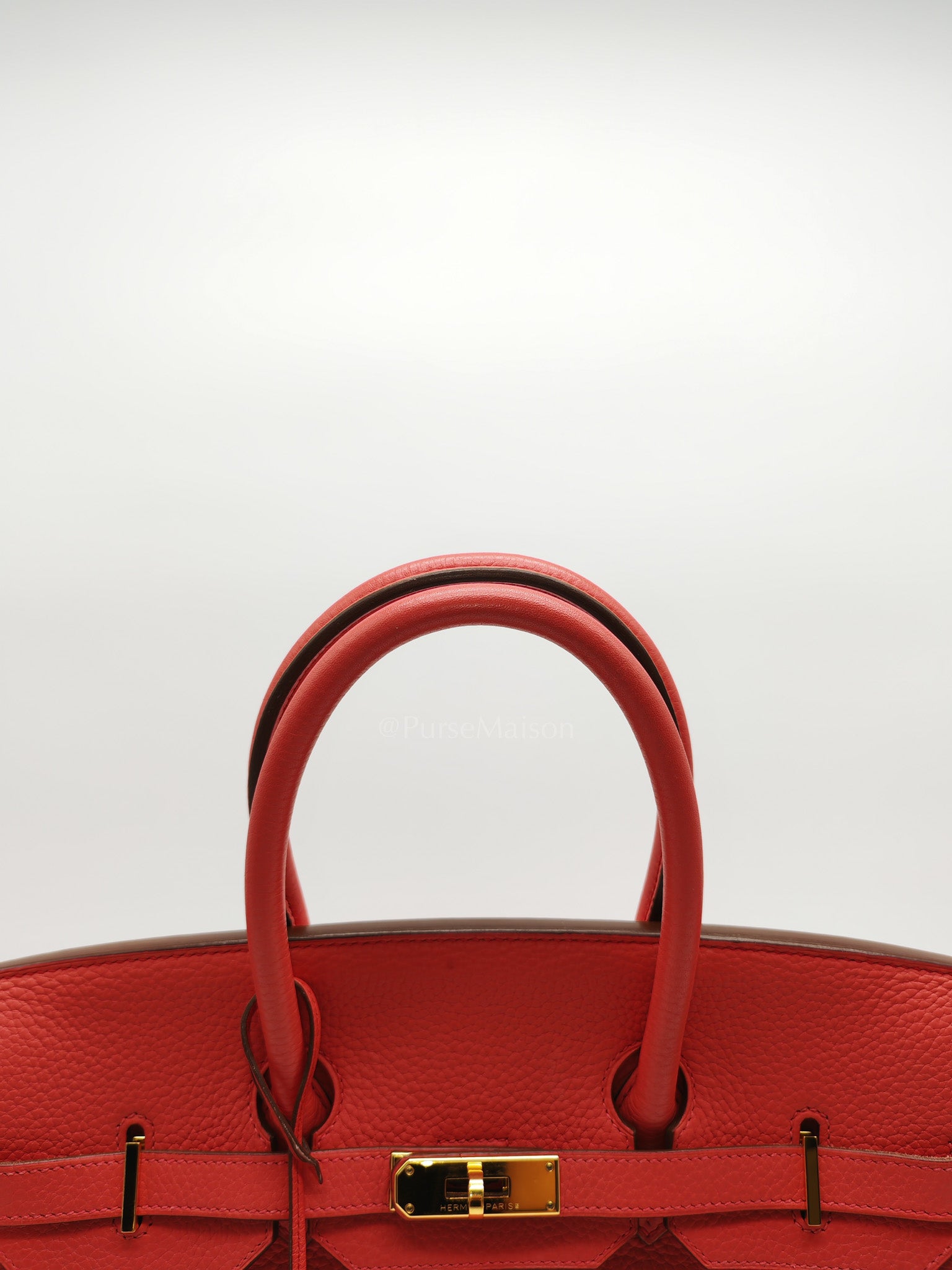 Birkin 35 Retourne in Bougainvillier Clemence Leather and Gold Hardware Stamp Square N (2010) | Purse Maison Luxury Bags Shop