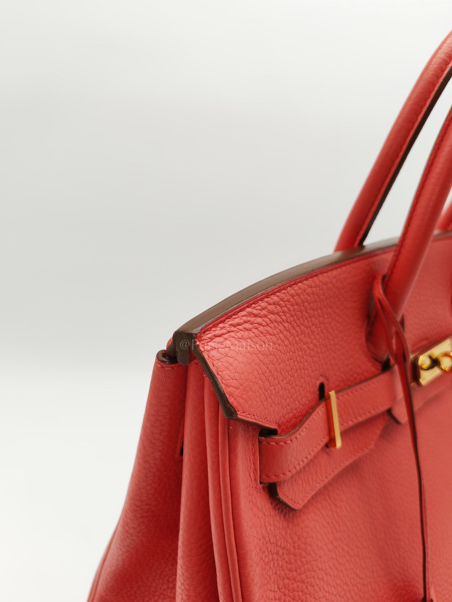 Birkin 35 Retourne in Bougainvillier Clemence Leather and Gold Hardware Stamp Square N (2010) | Purse Maison Luxury Bags Shop