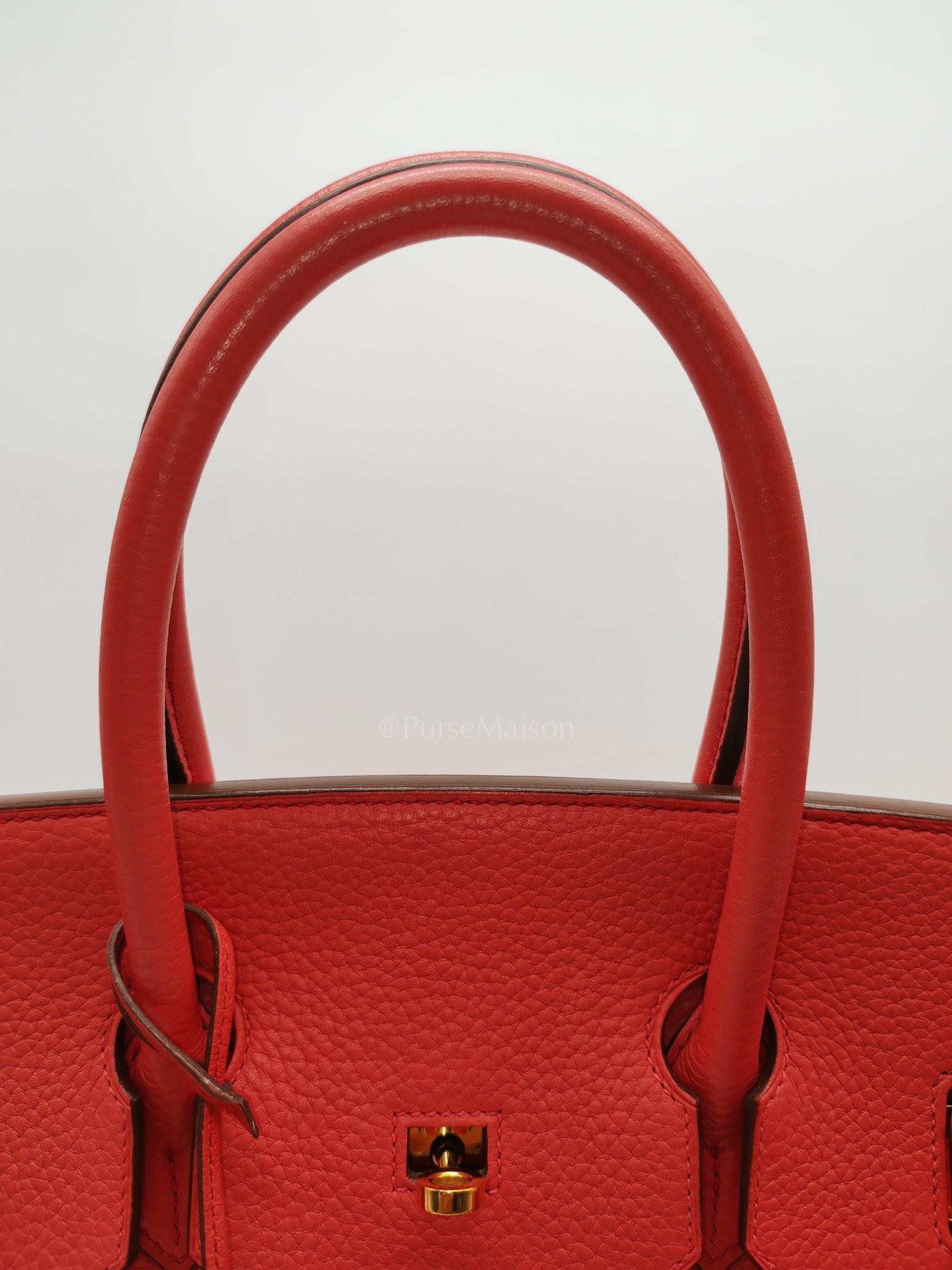 Birkin 35 Retourne in Bougainvillier Clemence Leather and Gold Hardware Stamp Square N (2010) | Purse Maison Luxury Bags Shop
