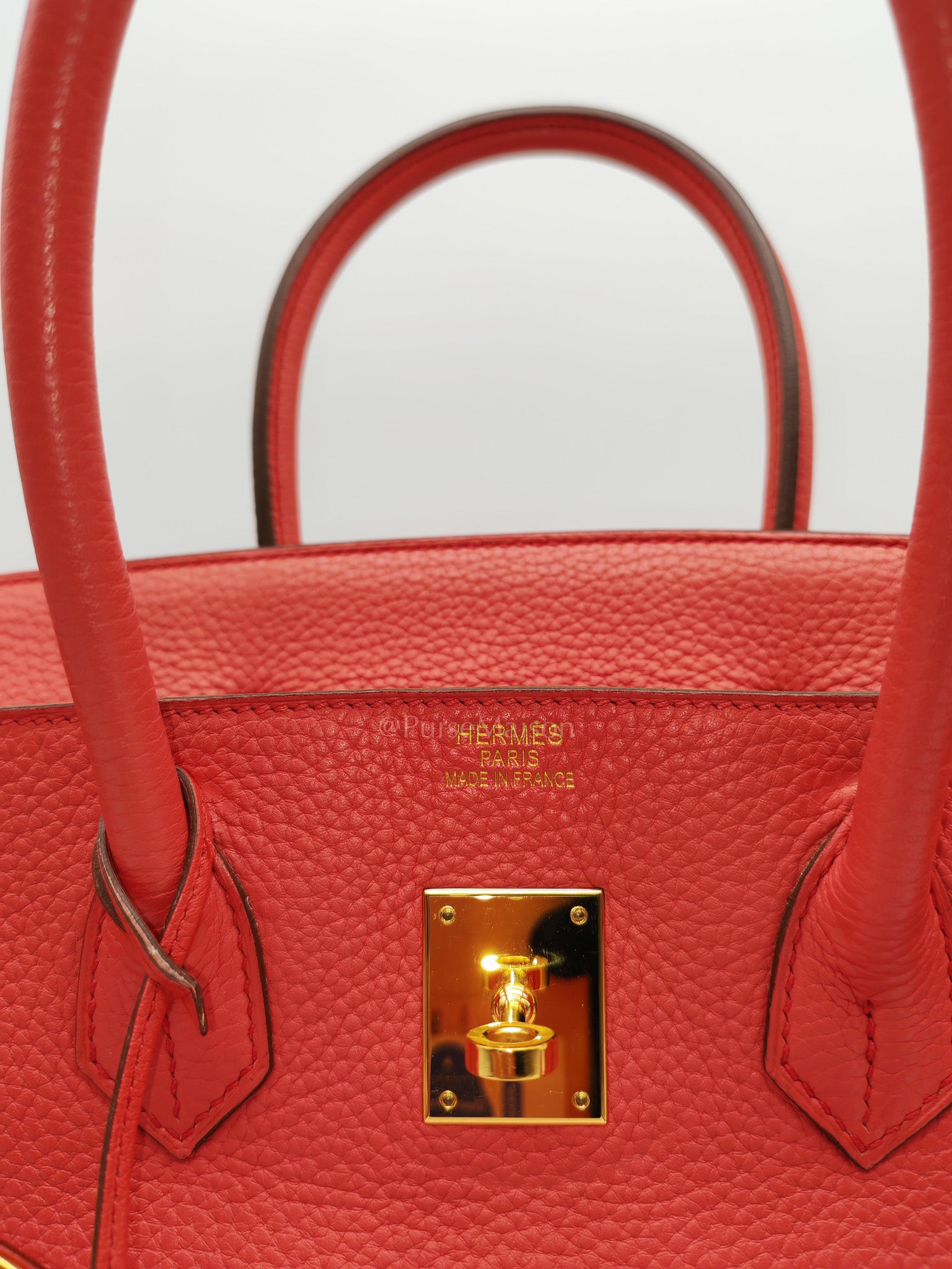 Birkin 35 Retourne in Bougainvillier Clemence Leather and Gold Hardware Stamp Square N (2010) | Purse Maison Luxury Bags Shop