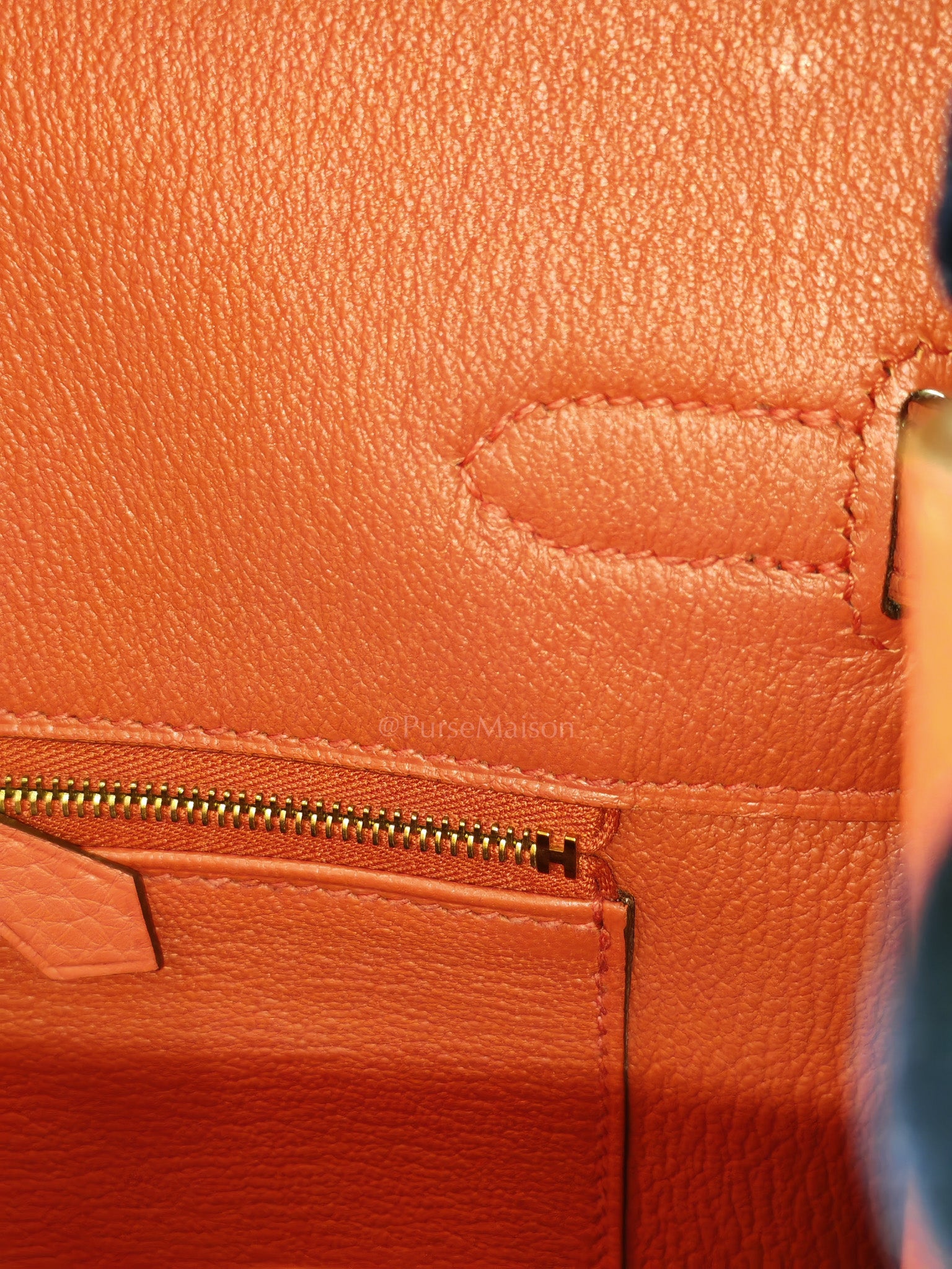 Birkin 35 Retourne in Bougainvillier Clemence Leather and Gold Hardware Stamp Square N (2010) | Purse Maison Luxury Bags Shop