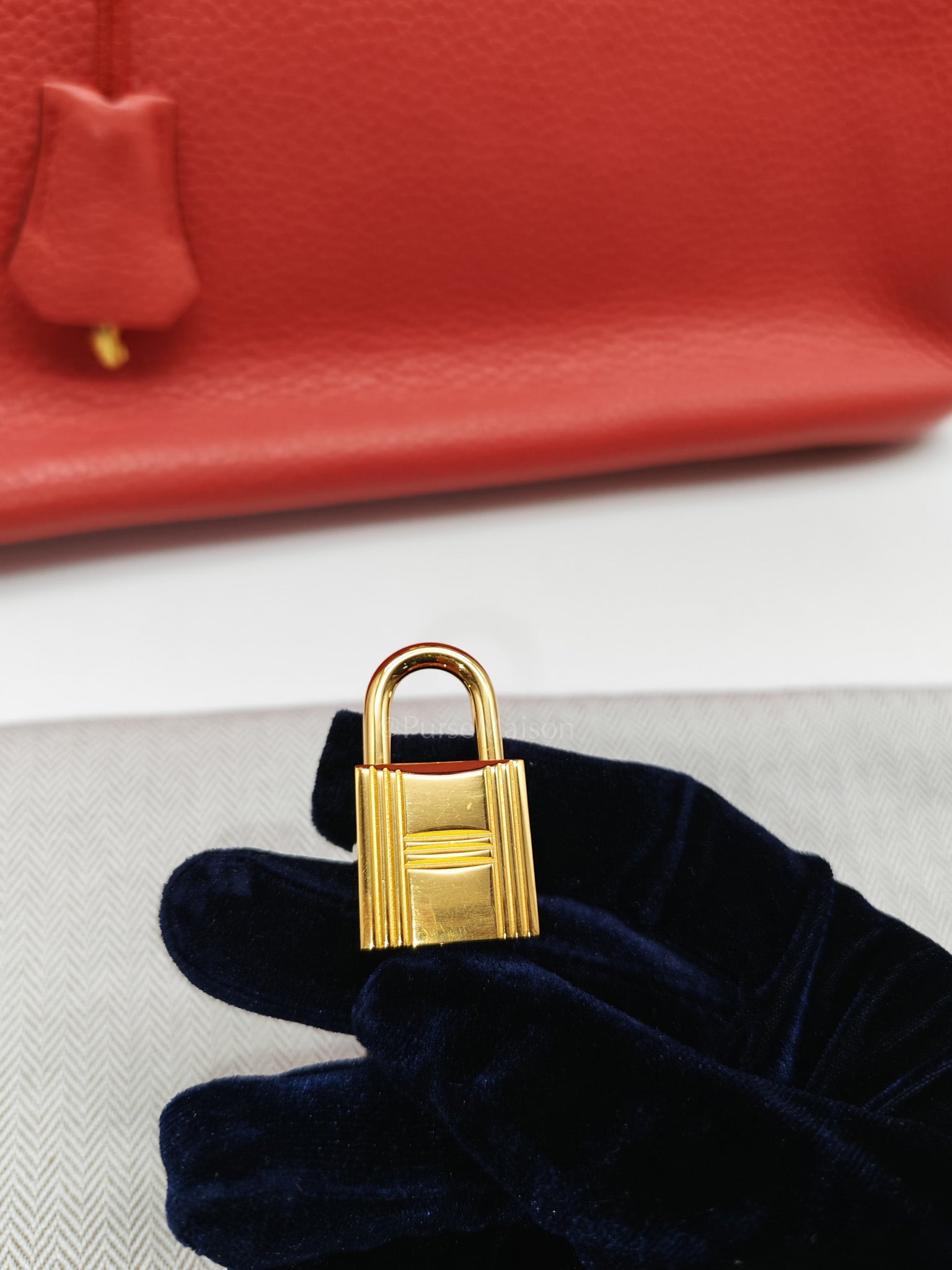 Birkin 35 Retourne in Bougainvillier Clemence Leather and Gold Hardware Stamp Square N (2010) | Purse Maison Luxury Bags Shop