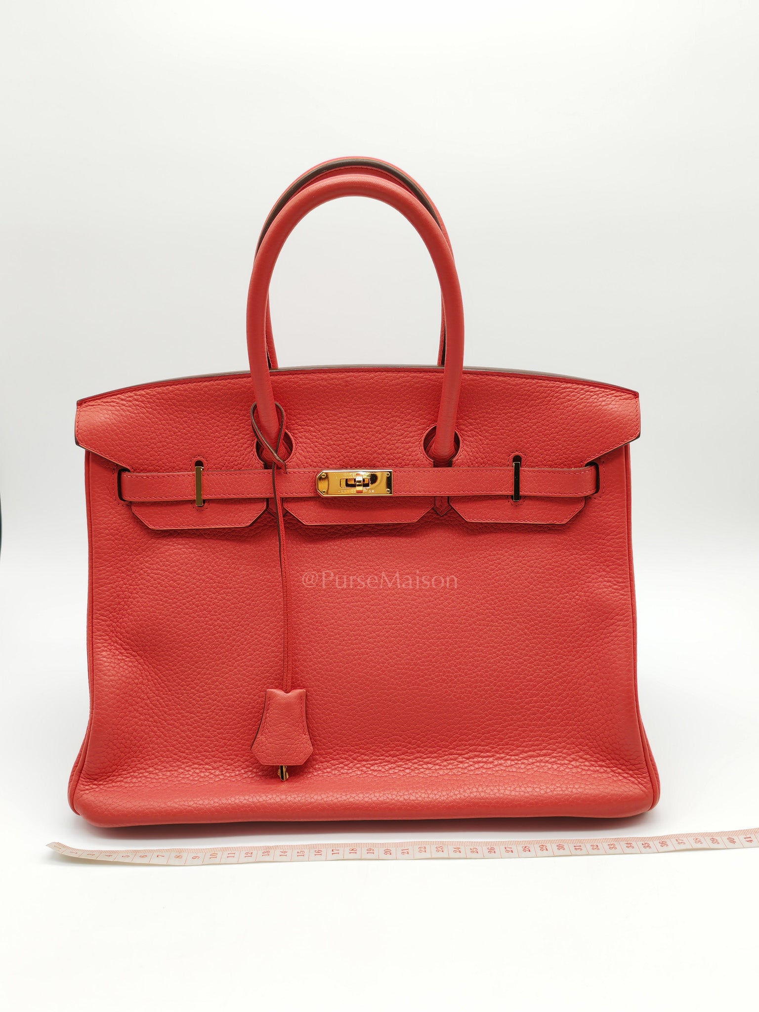 Birkin 35 Retourne in Bougainvillier Clemence Leather and Gold Hardware Stamp Square N (2010) | Purse Maison Luxury Bags Shop