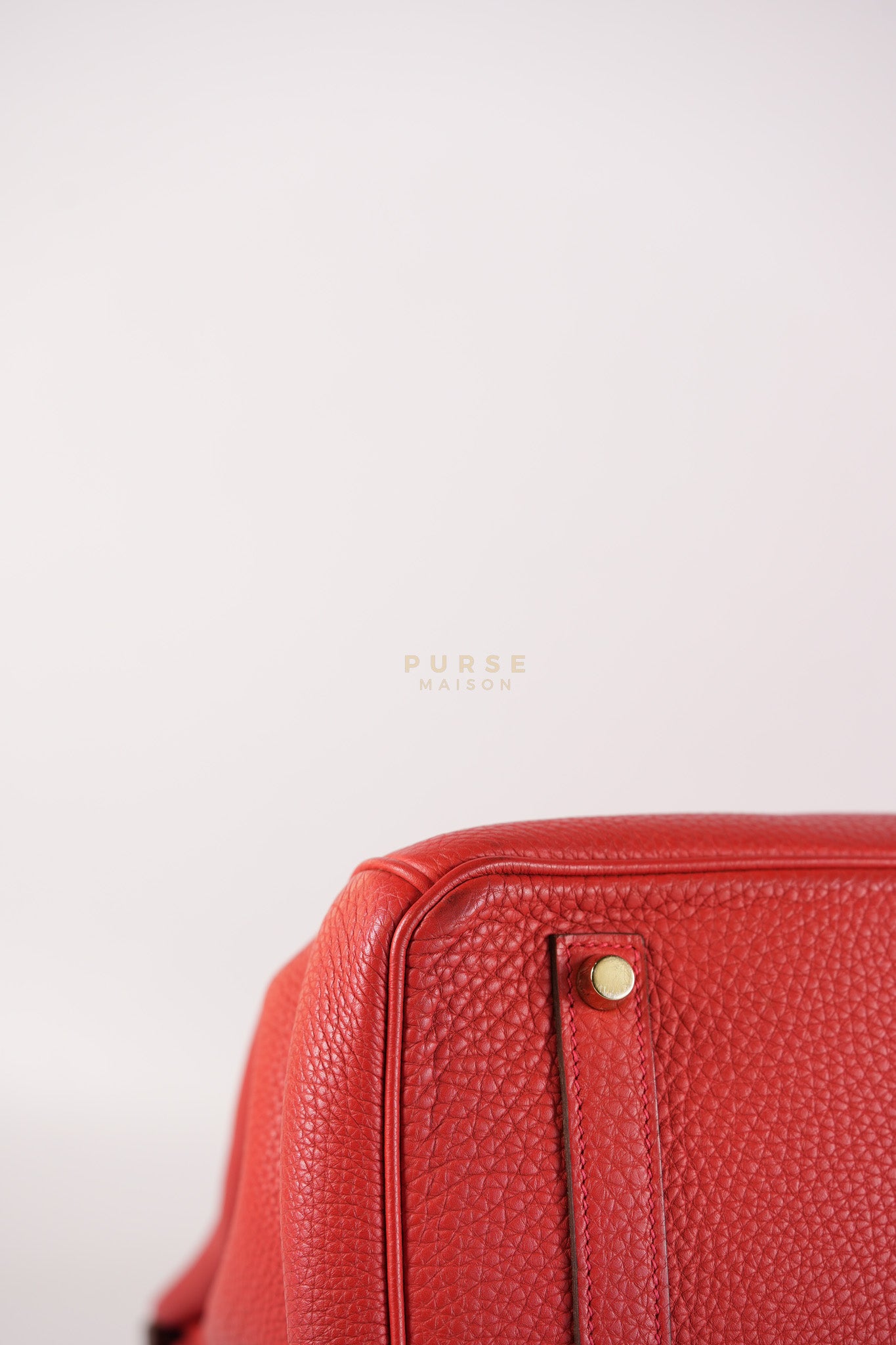 Birkin 35 Retourne Red in Togo Leather Dark Red Chevre interior and Gold Hardware Stamp P Square (2012) | Purse Maison Luxury Bags Shop