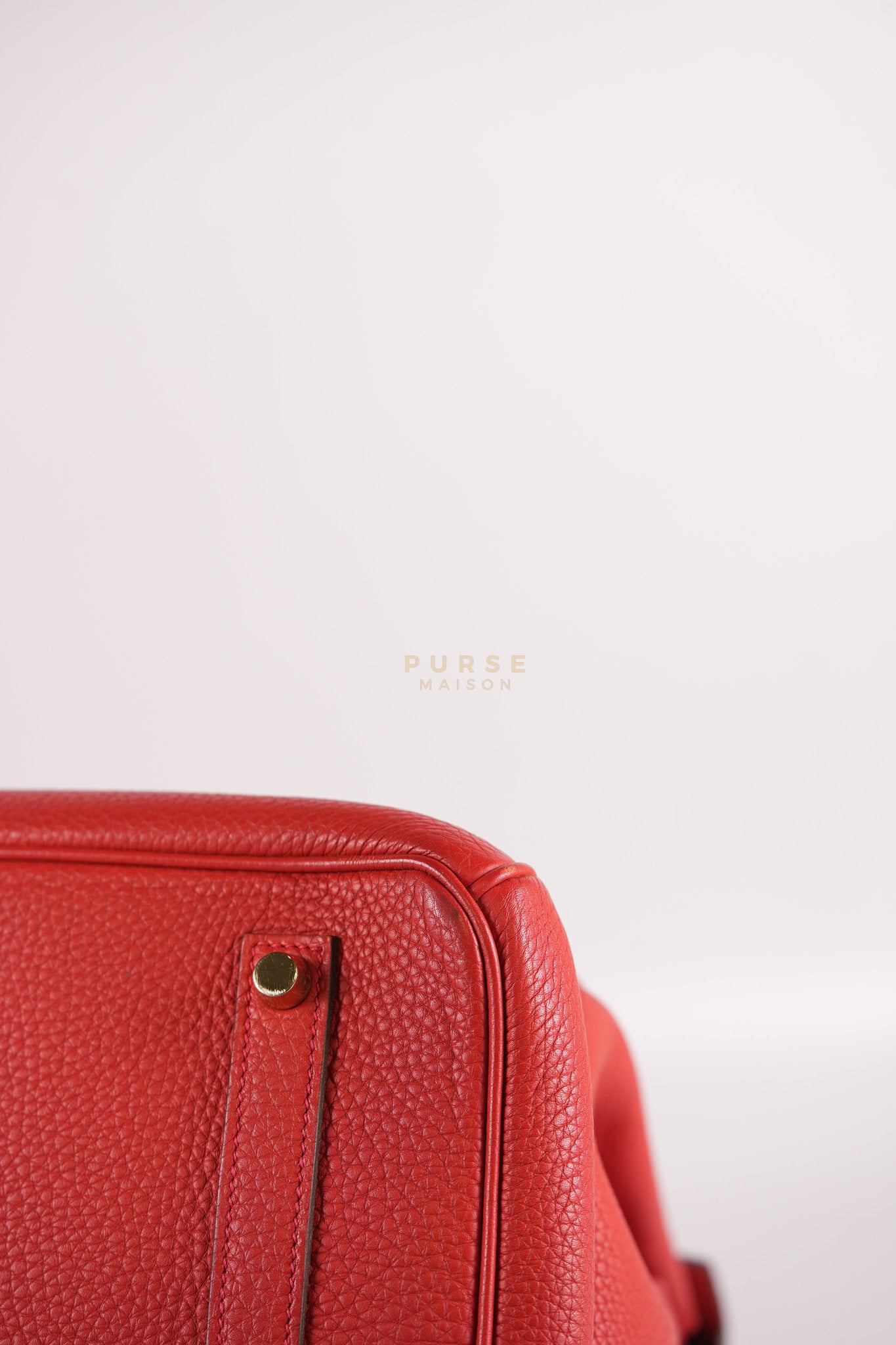 Birkin 35 Retourne Red in Togo Leather Dark Red Chevre interior and Gold Hardware Stamp P Square (2012) | Purse Maison Luxury Bags Shop