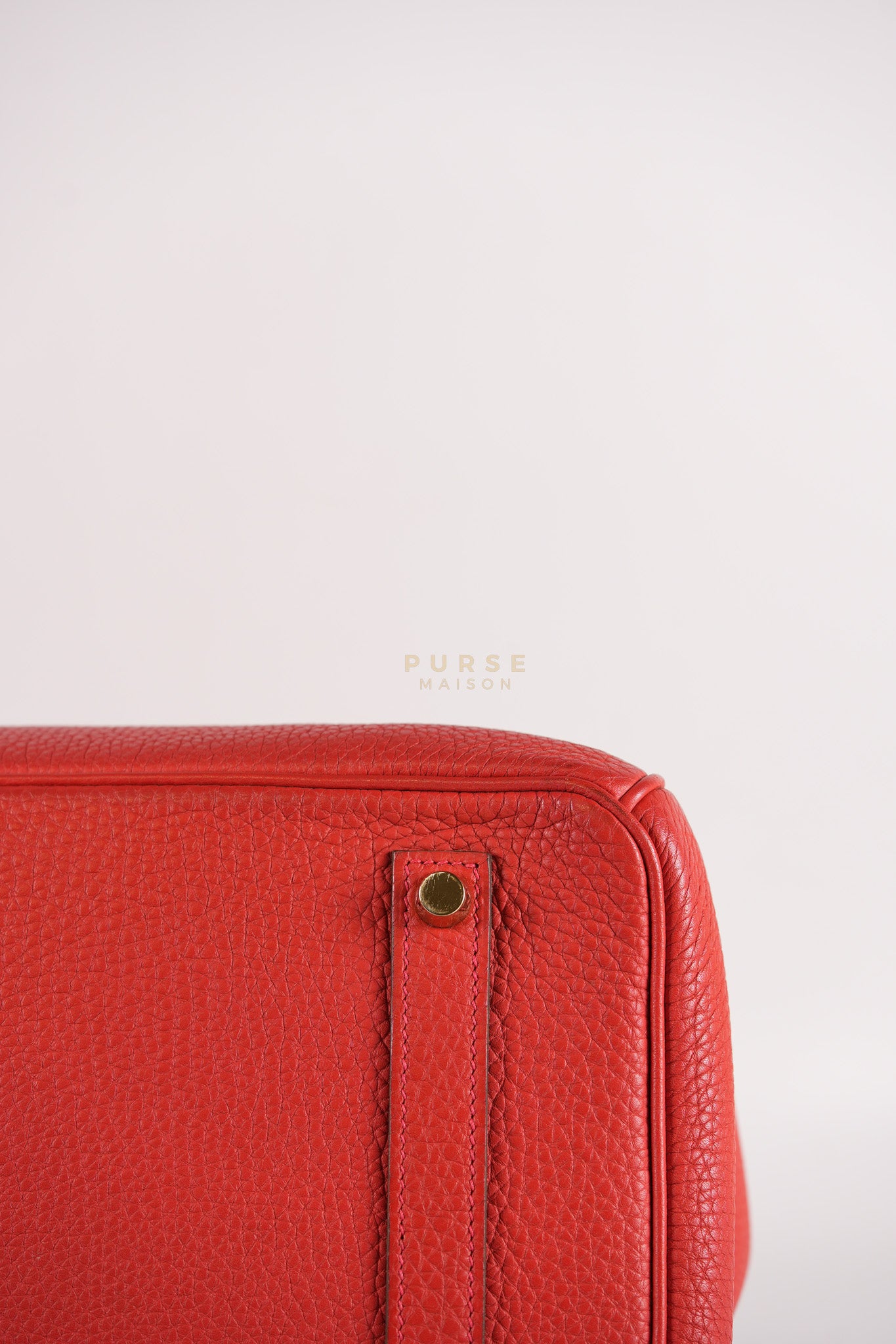 Birkin 35 Retourne Red in Togo Leather Dark Red Chevre interior and Gold Hardware Stamp P Square (2012) | Purse Maison Luxury Bags Shop