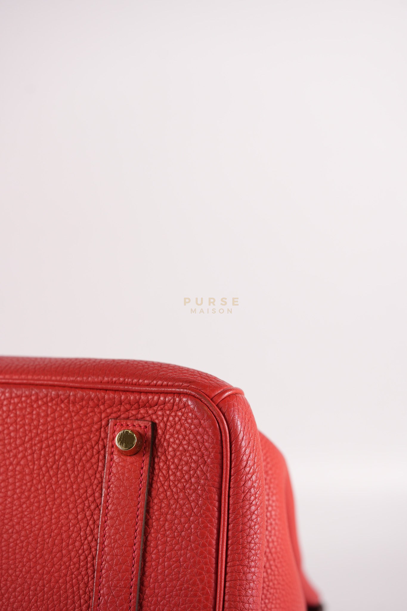Birkin 35 Retourne Red in Togo Leather Dark Red Chevre interior and Gold Hardware Stamp P Square (2012) | Purse Maison Luxury Bags Shop