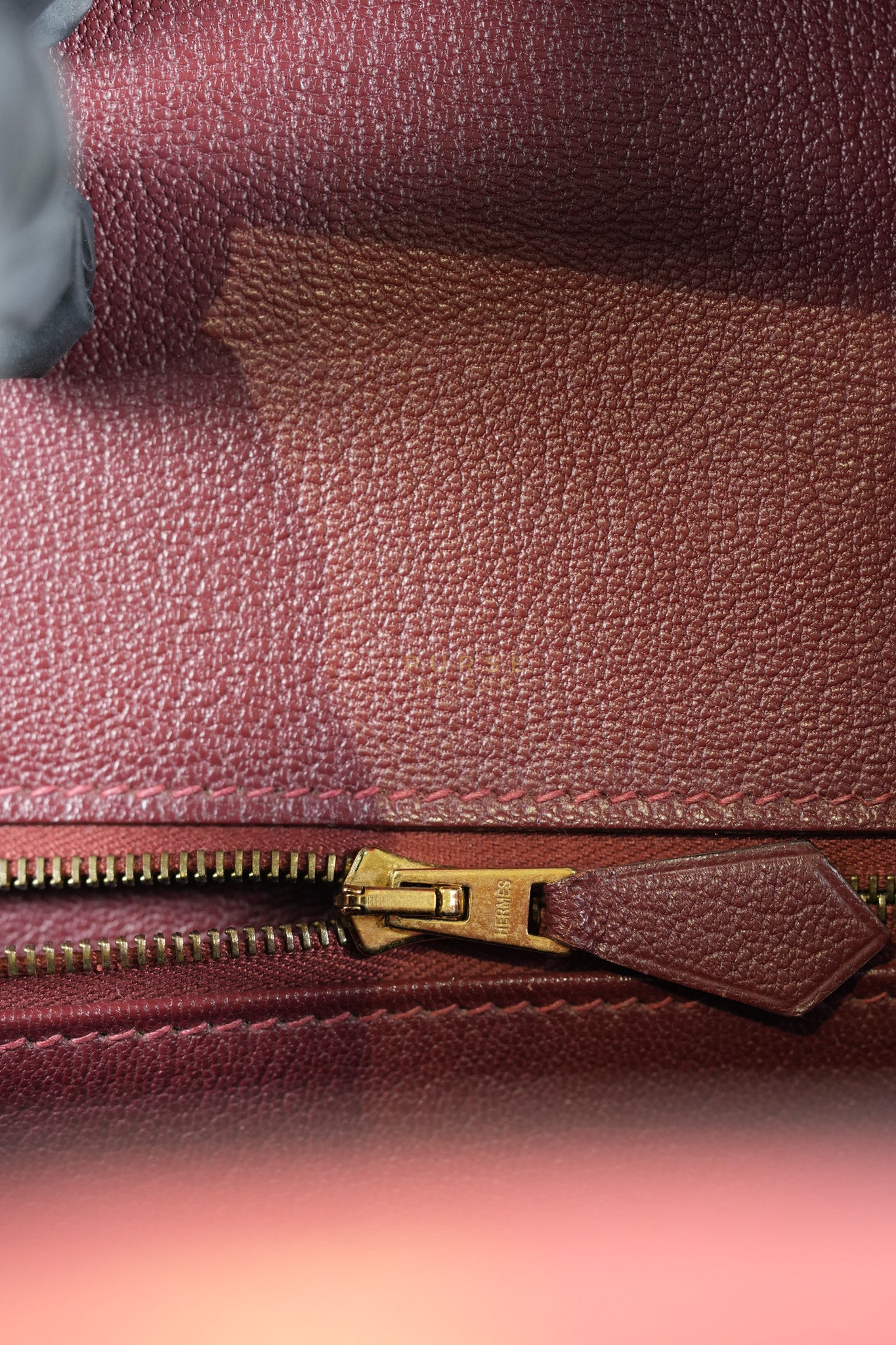 Birkin 35 Retourne Red in Togo Leather Dark Red Chevre interior and Gold Hardware Stamp P Square (2012) | Purse Maison Luxury Bags Shop