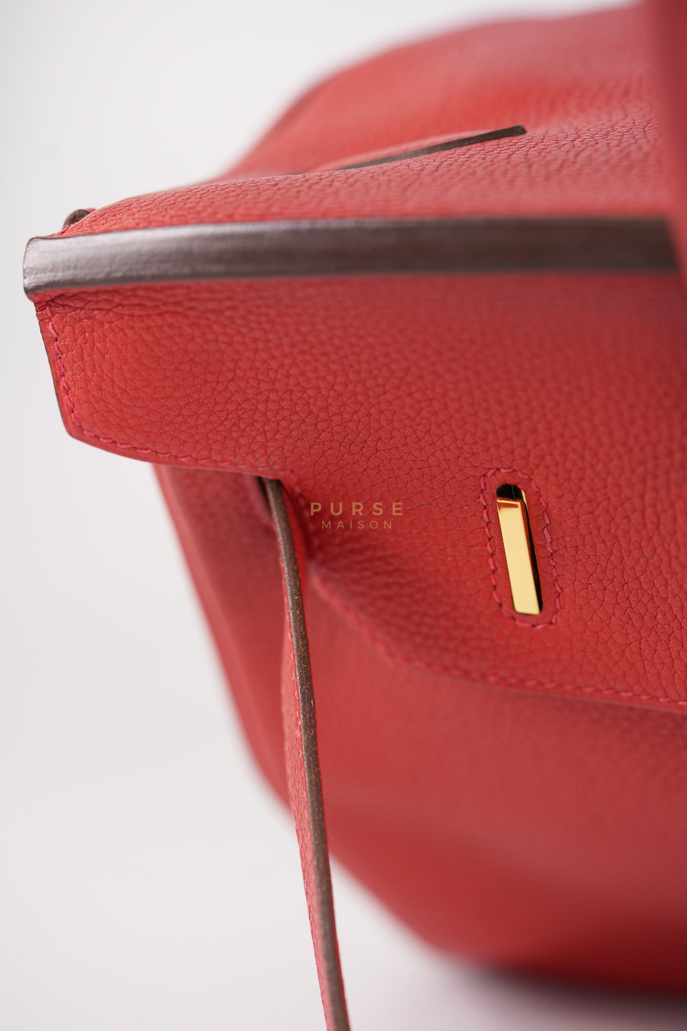Birkin 35 Retourne Red in Togo Leather Dark Red Chevre interior and Gold Hardware Stamp P Square (2012) | Purse Maison Luxury Bags Shop