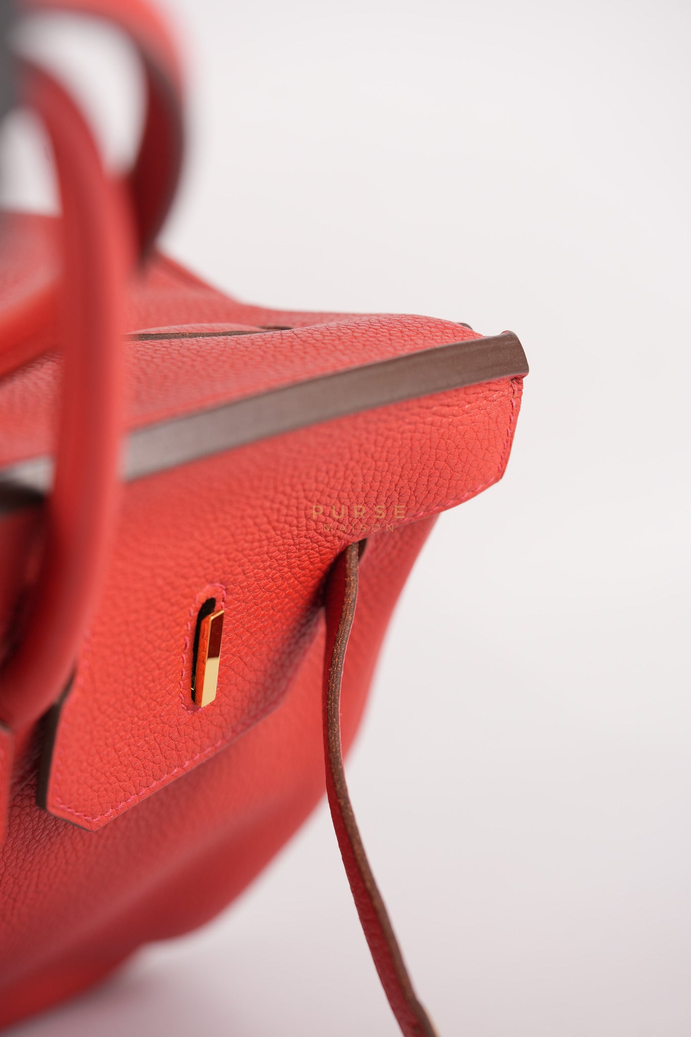 Birkin 35 Retourne Red in Togo Leather Dark Red Chevre interior and Gold Hardware Stamp P Square (2012) | Purse Maison Luxury Bags Shop