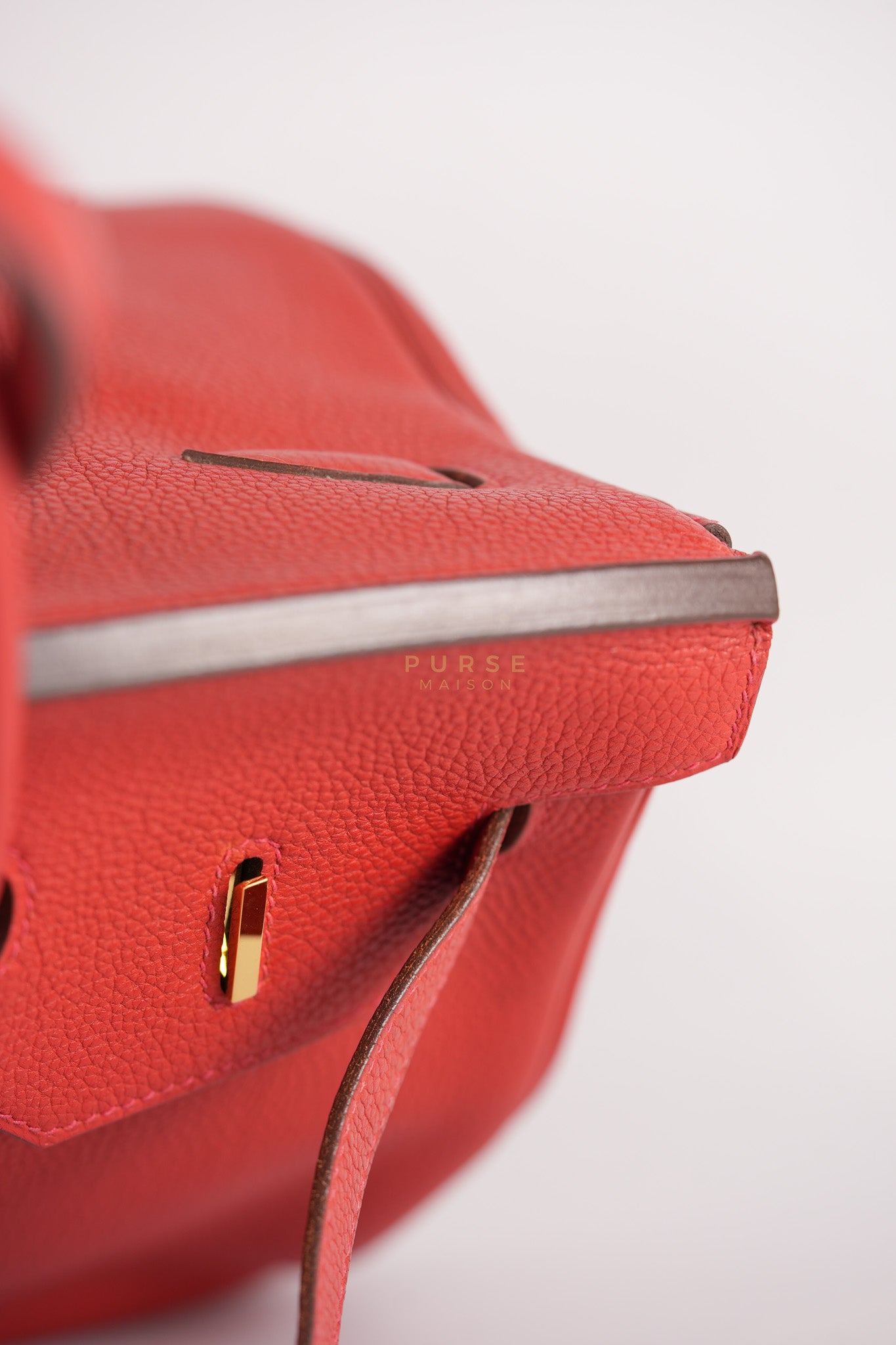 Birkin 35 Retourne Red in Togo Leather Dark Red Chevre interior and Gold Hardware Stamp P Square (2012) | Purse Maison Luxury Bags Shop