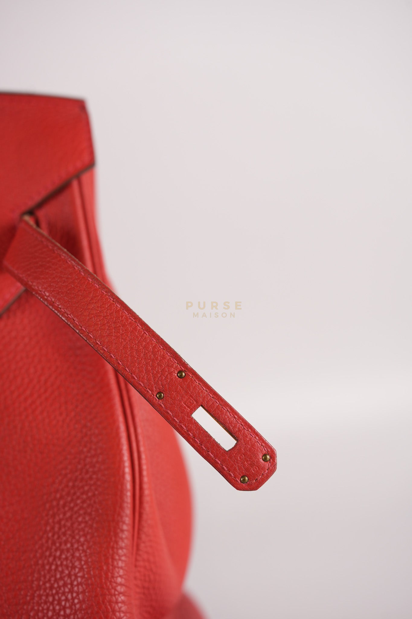 Birkin 35 Retourne Red in Togo Leather Dark Red Chevre interior and Gold Hardware Stamp P Square (2012) | Purse Maison Luxury Bags Shop