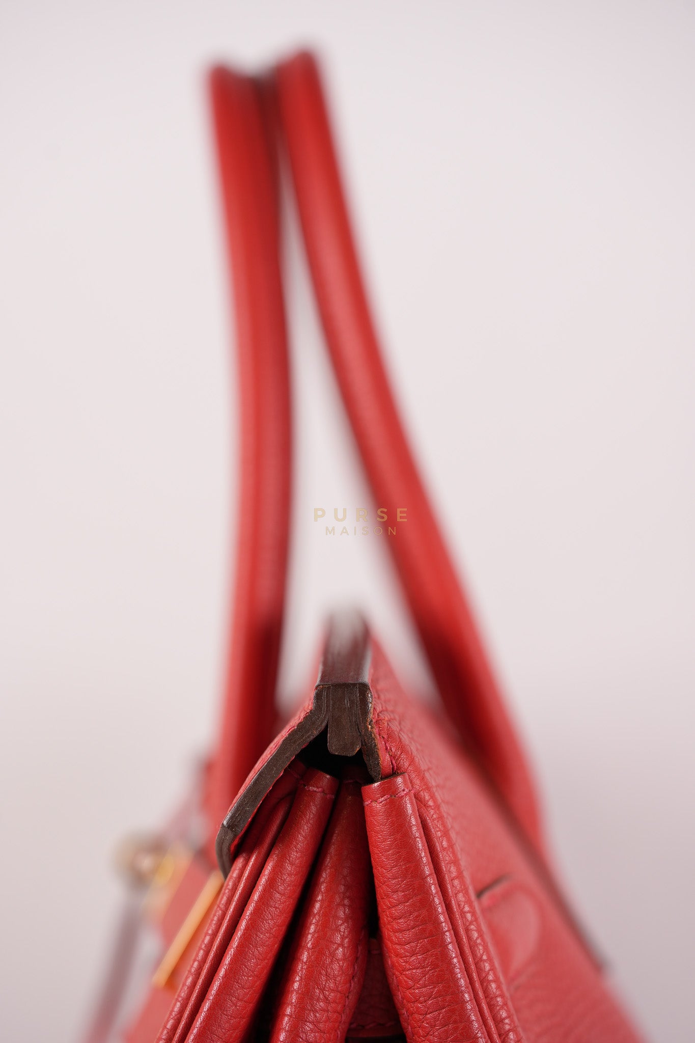 Birkin 35 Retourne Red in Togo Leather Dark Red Chevre interior and Gold Hardware Stamp P Square (2012) | Purse Maison Luxury Bags Shop