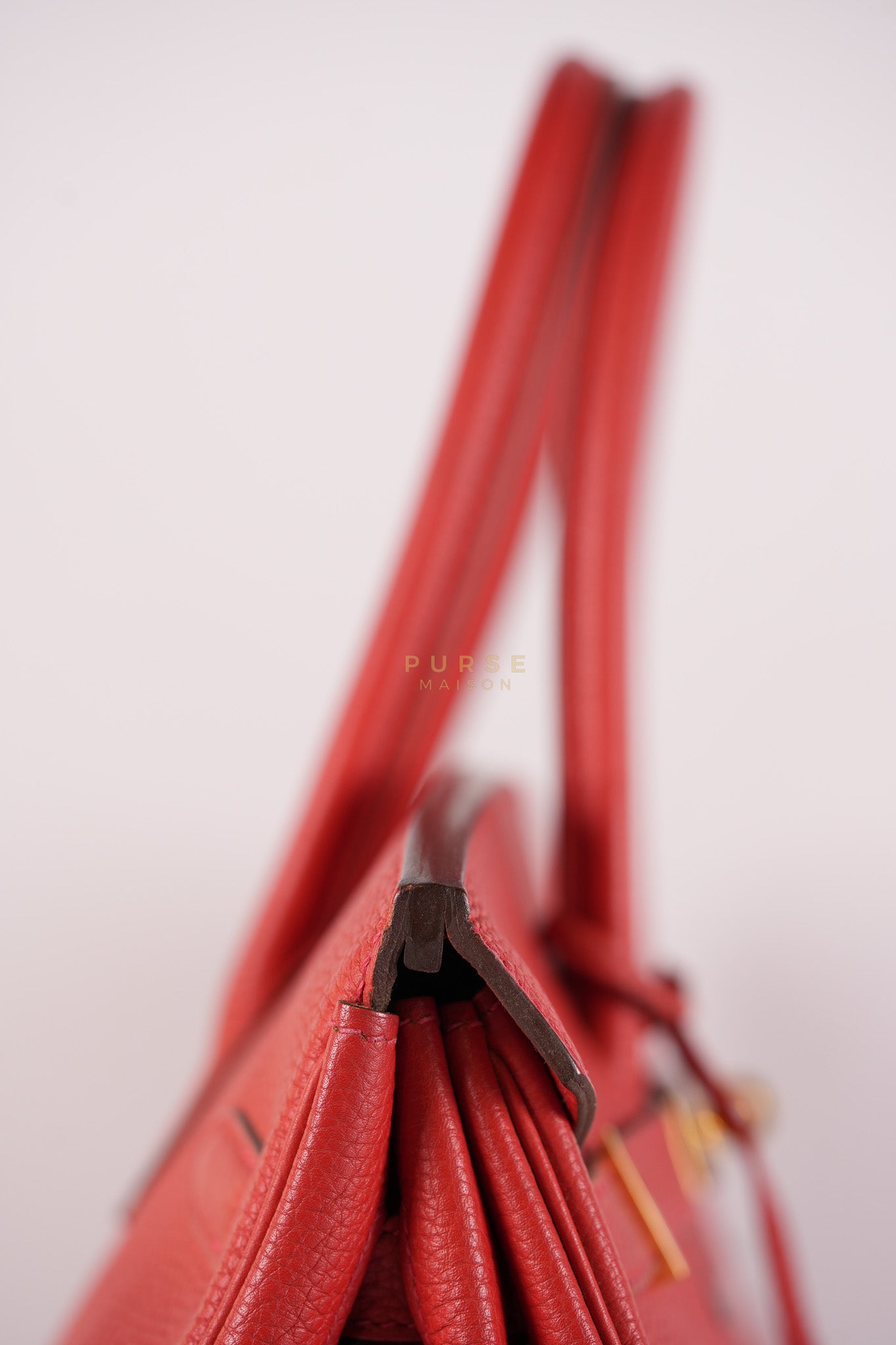 Birkin 35 Retourne Red in Togo Leather Dark Red Chevre interior and Gold Hardware Stamp P Square (2012) | Purse Maison Luxury Bags Shop